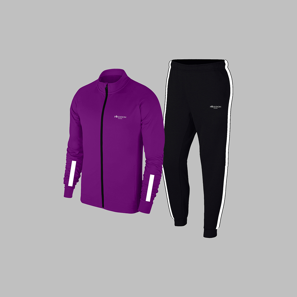  Erkek Mor Supra Penye Kumaş Koşu ve Yürüyüş için Kapüşonlu Spor Seti  4XL-10XL