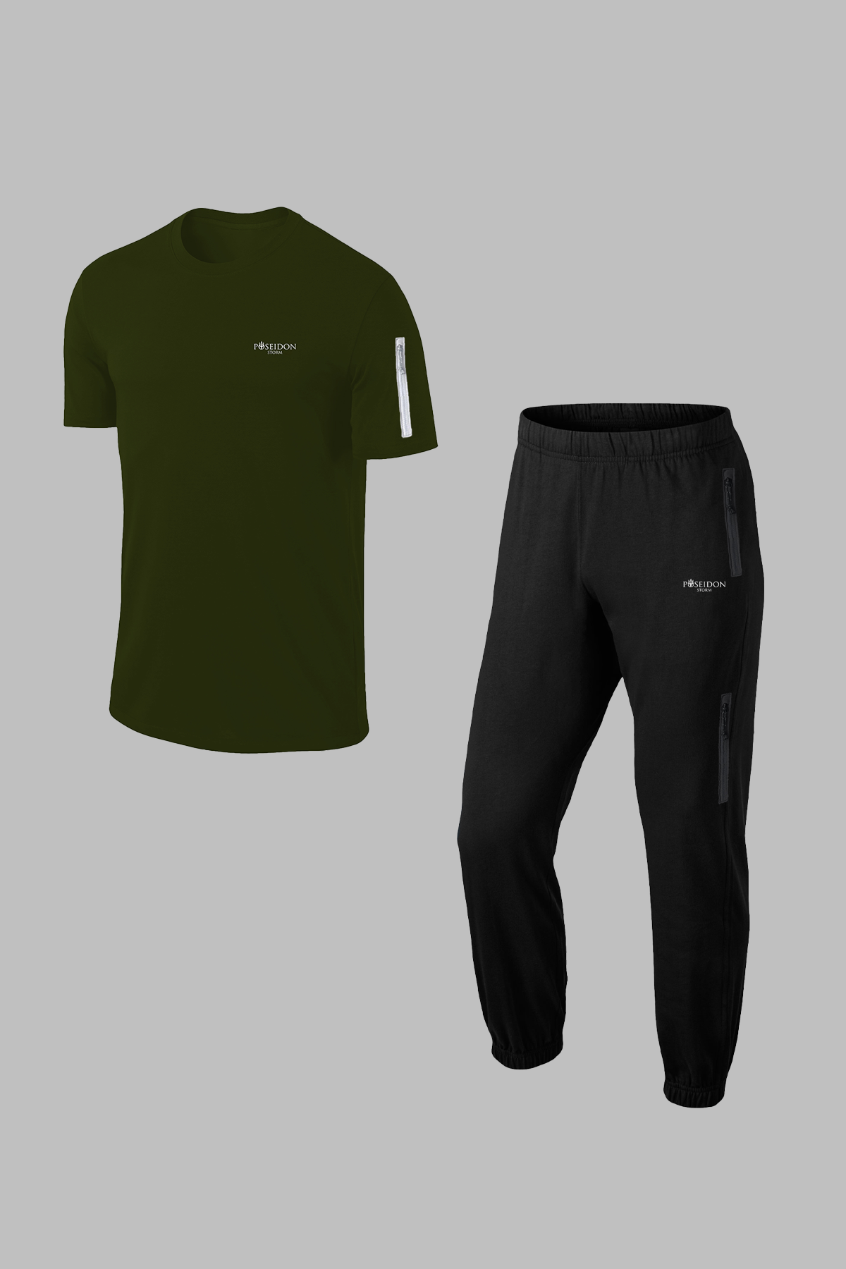 aBüyük Beden Erkek Haki Özel Supra Penye Kumaş Fermuarlı Her Mevsim Sporcu Eşofman Takımı 4XL-10XL