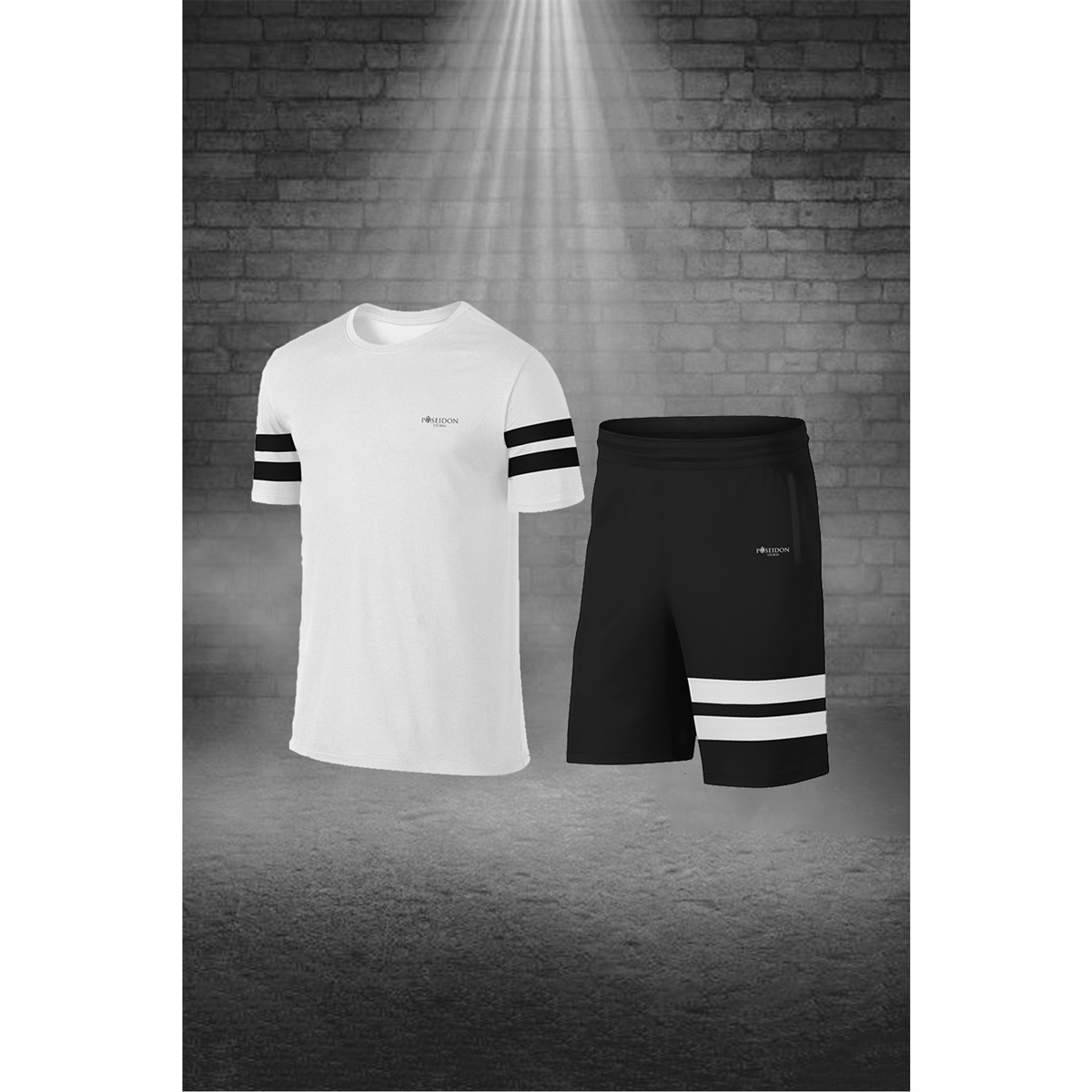 Büyük Beden Erkek Beyaz Dri-Fit Kumaş Sıfır Yaka Kısa Kol Tişört Şort Alt Üst Takım  4XL-10XL