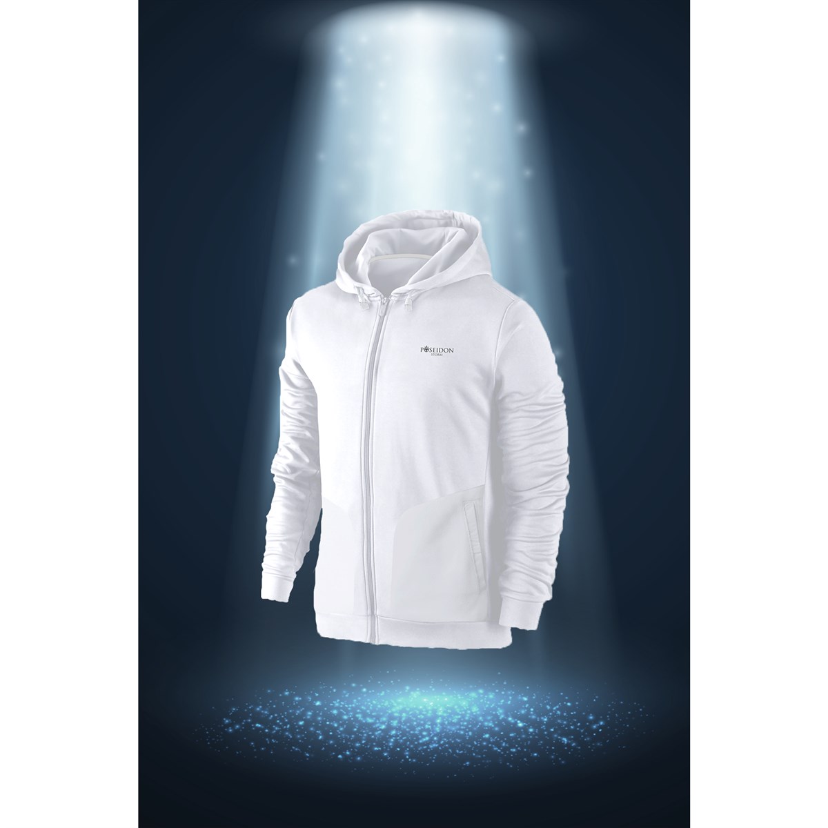 Büyük Beden Erkek Beyaz İnterlok Kumaş Cepli Kapüşonlu Hoodie Sweatshirt 3XL-10XL