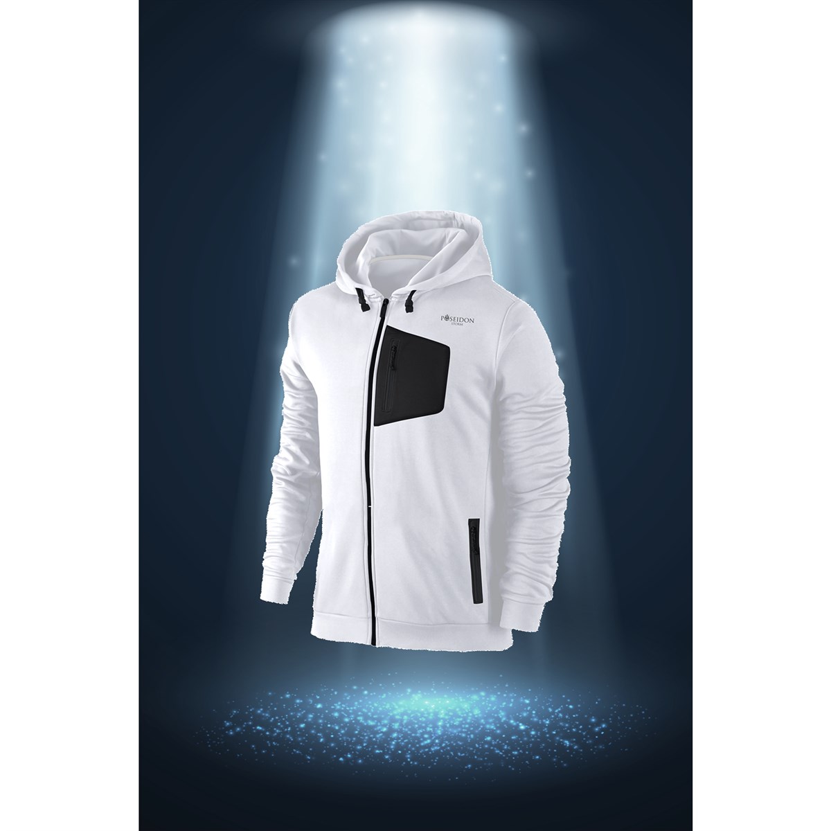 Büyük Beden Erkek Beyaz İnterlok Kumaş Cepli Kapüşonlu Günlük Hoodie Sweatshirt 3XL-10XL
