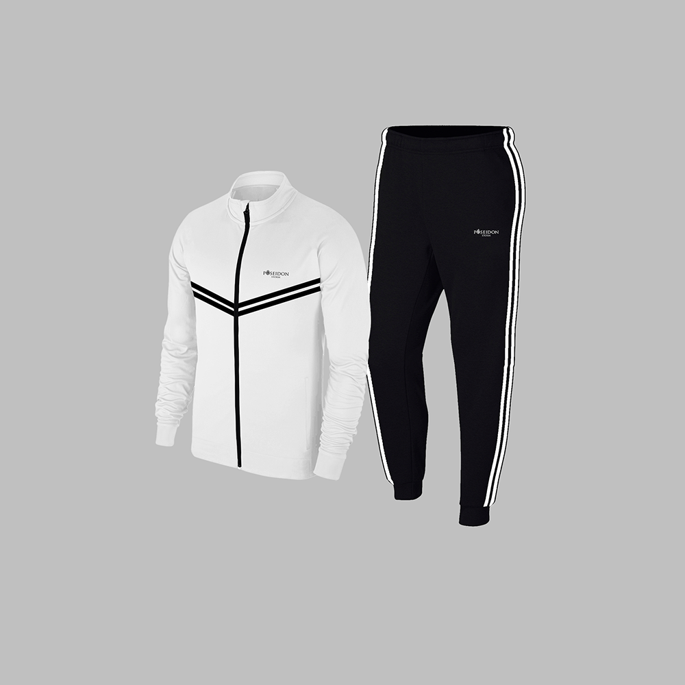 Büyük Beden Erkek Beyaz Supra Penye Kumaş Mevsimlik Eşofman Seti  (4XL- 10XL)