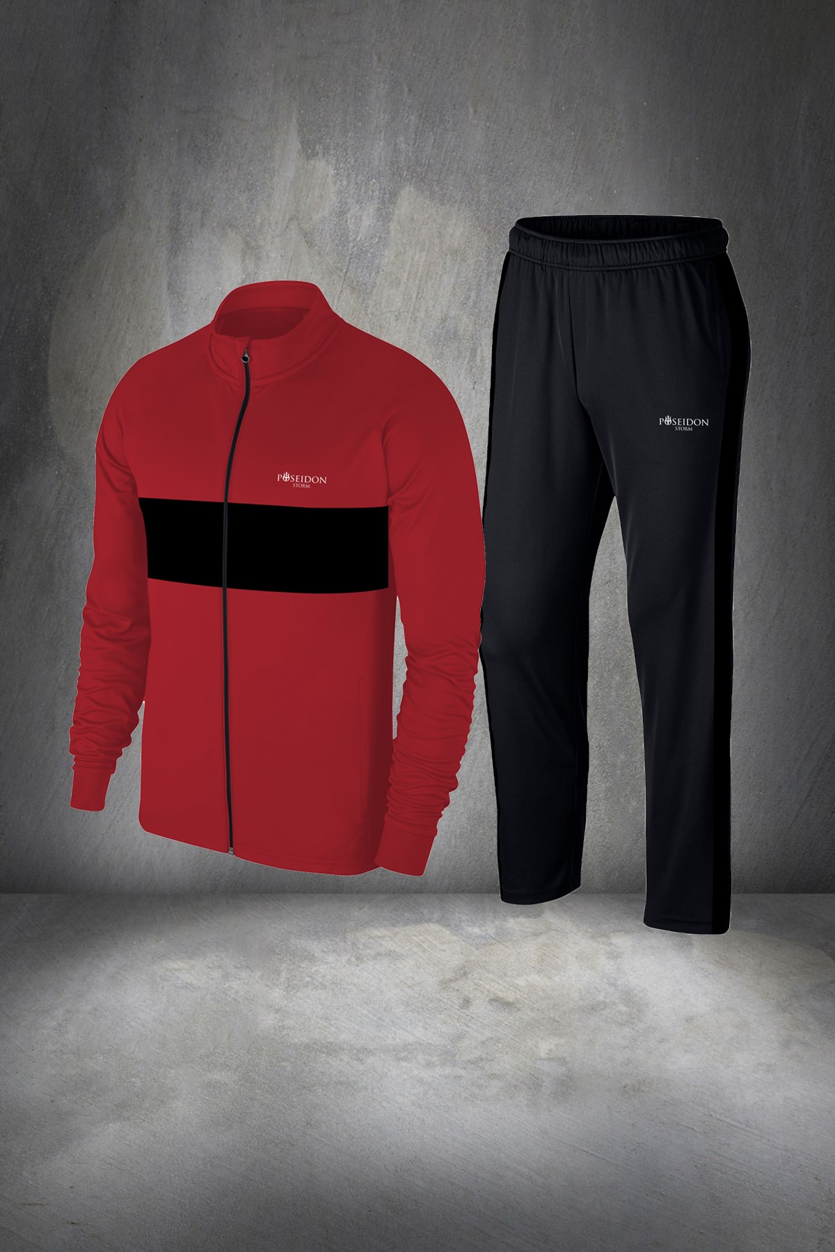 Büyük Beden Erkek Bordo Günlük Sporcu Eşofman Takımı 4XL-10XL - siyah ön detay - M12