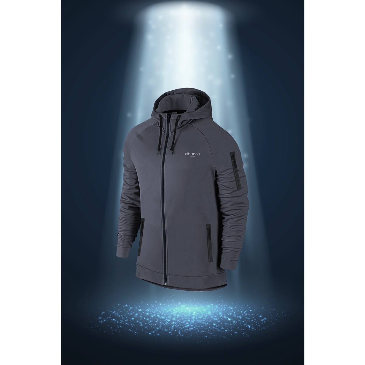 Büyük Beden Erkek Füme İnterlok Kumaş Regular Fit Cepli Kapüşonlu Sporcu Sweatshirt 3XL-10XL