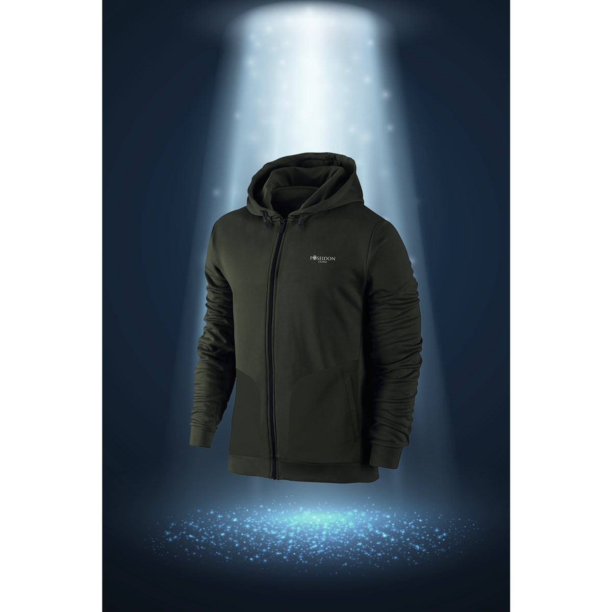 Büyük Beden Erkek Haki İnterlok Kumaş Regular Fit Fermuarlı Kapüşonlu Cepli Günlük Sweatshirt 3XL-10XL