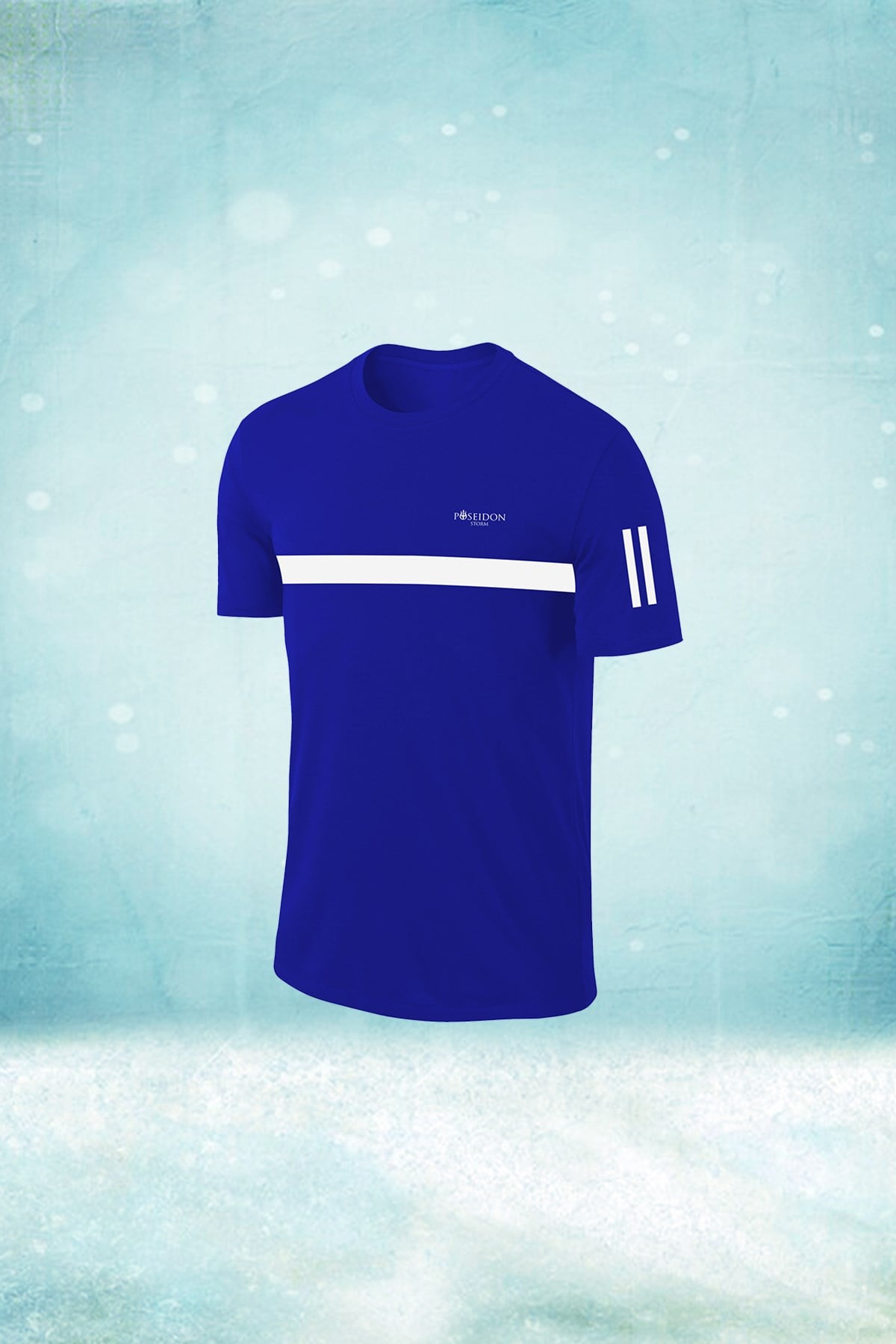 Büyük Beden Erkek Mavi Günlük Sporcu Tişörtü 4XL-10XL - Göğsü tek bant - M5