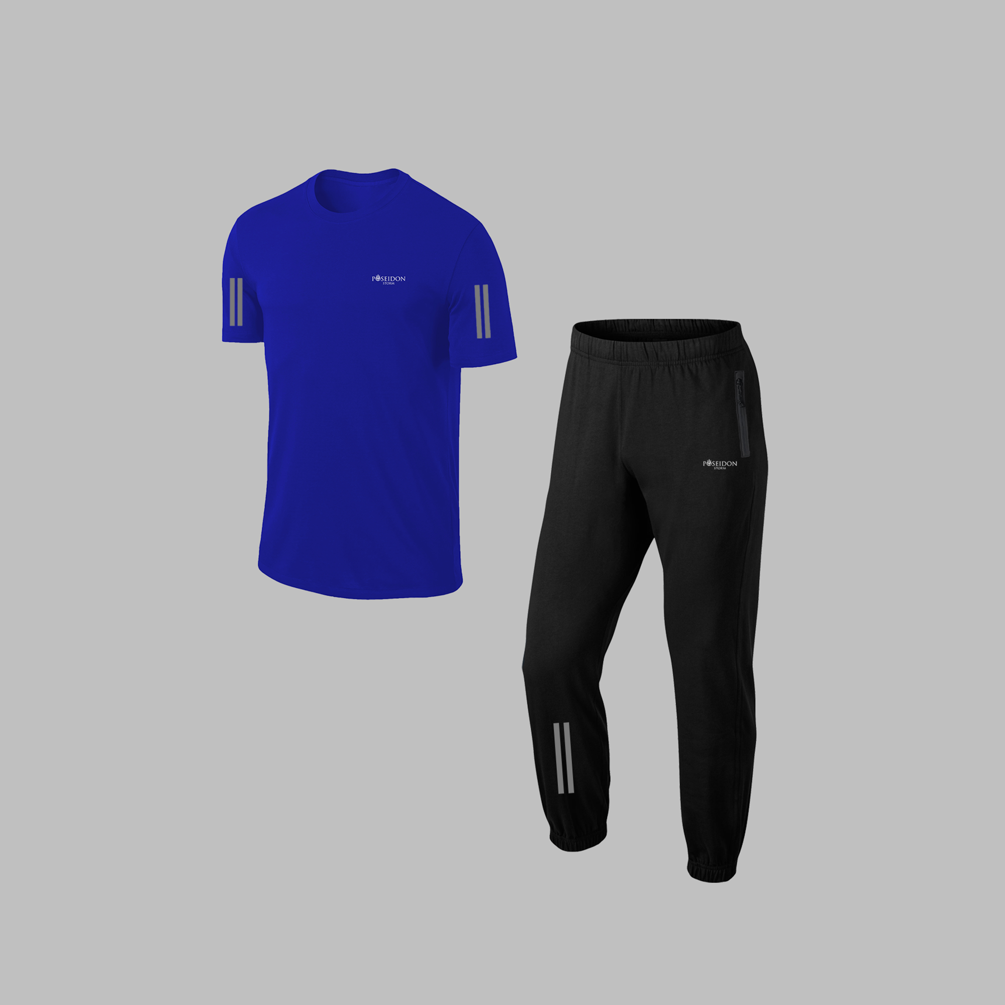 Büyük Beden Erkek Mavi Supra Penye Kumaş Cepli Rahat Günlük Eşofman Takımı  (4XL- 10XL)