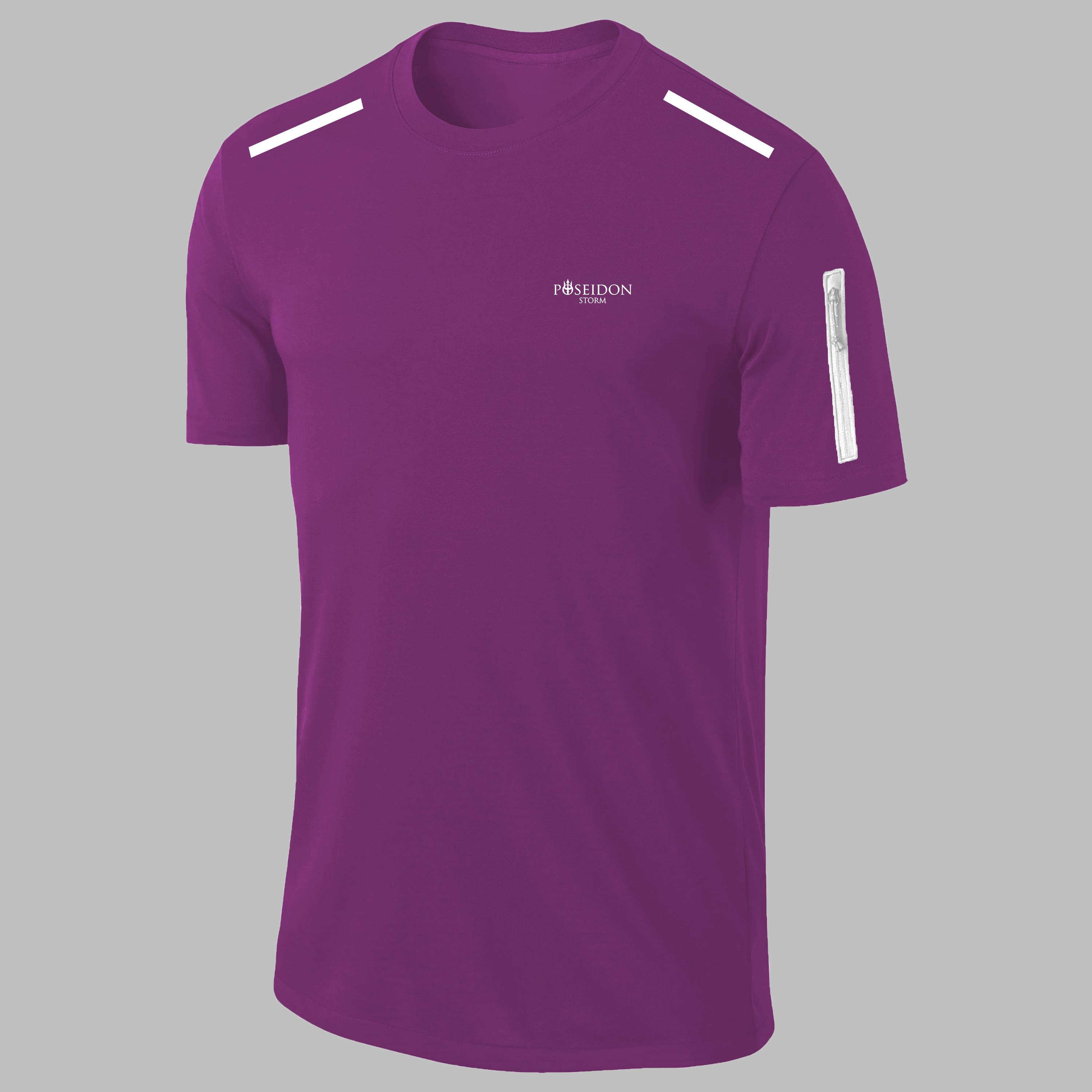 Büyük Beden Erkek Mor Dri-Fit Kumaş  Baskısız Yürüyüş ve Koşu için Rahat Sporcu T-shirt   (4XL- 10XL)