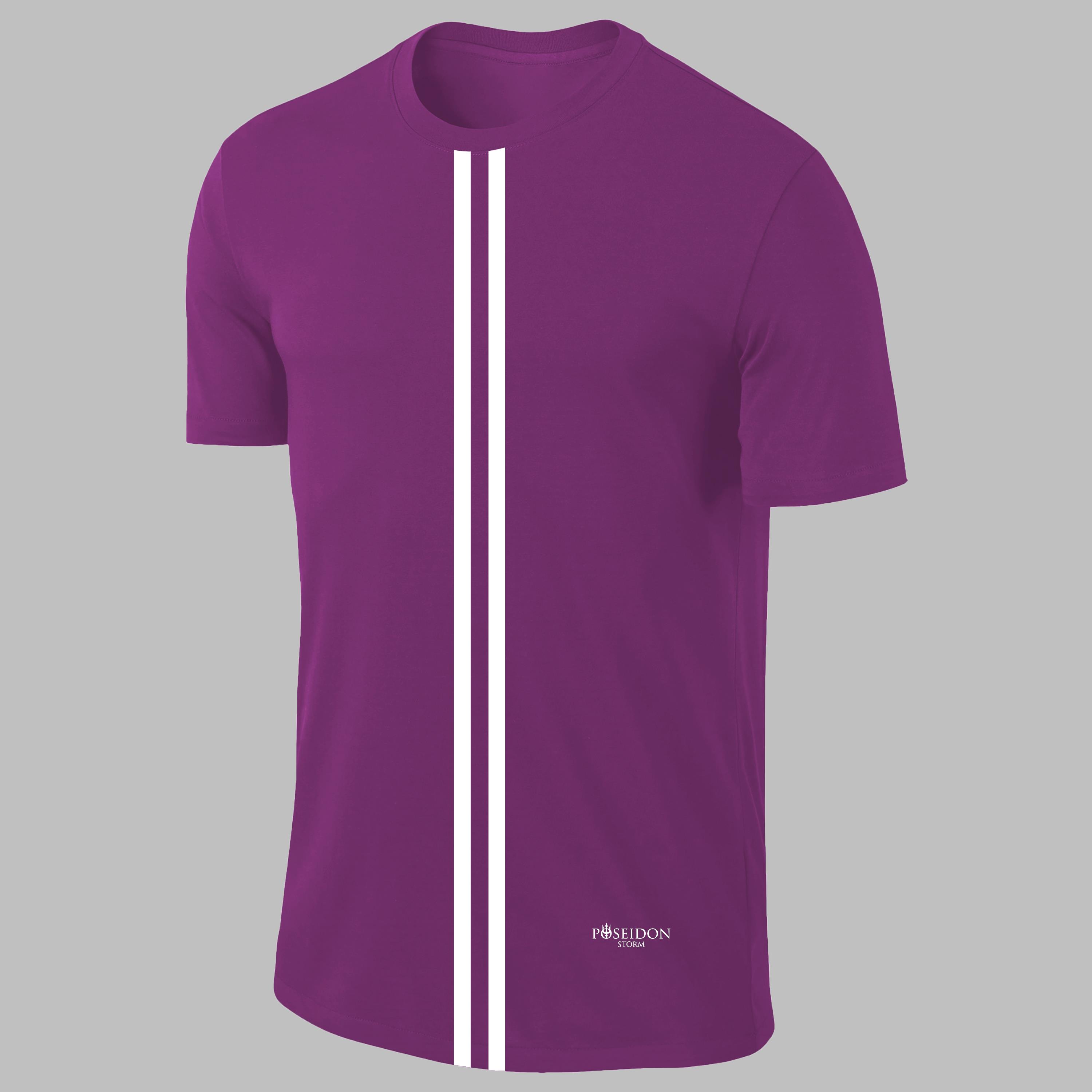 Büyük Beden Erkek Mor Dri-Fit Kumaş Yuvarlak Yaka  Şık Konforlu T-shirt   (4XL- 10XL)