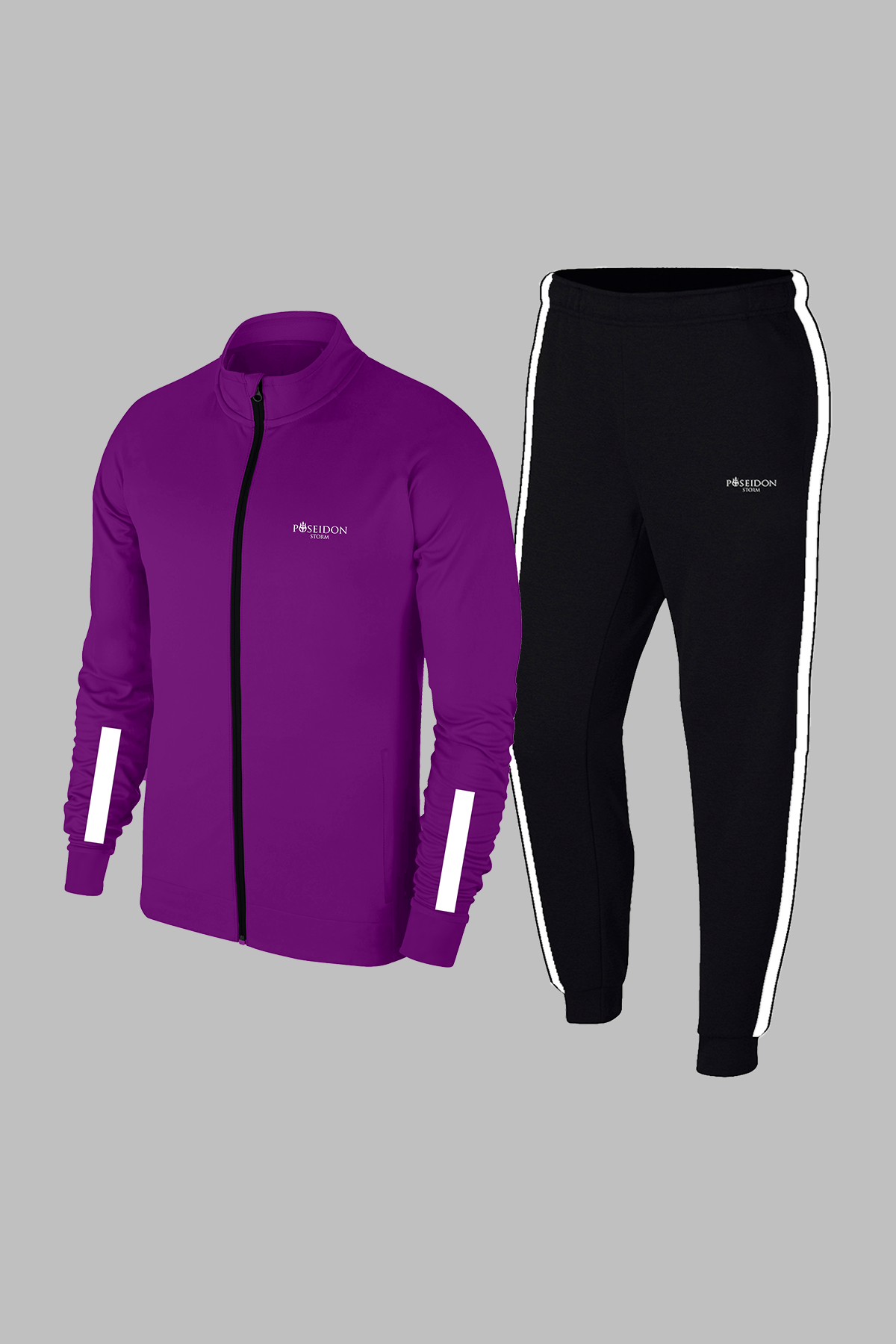 Büyük Beden Erkek Mor Özel Supra Penye Kumaş Cepli Rahat Koşu ve Yürüyüş için Spor Seti  4XL-10XL