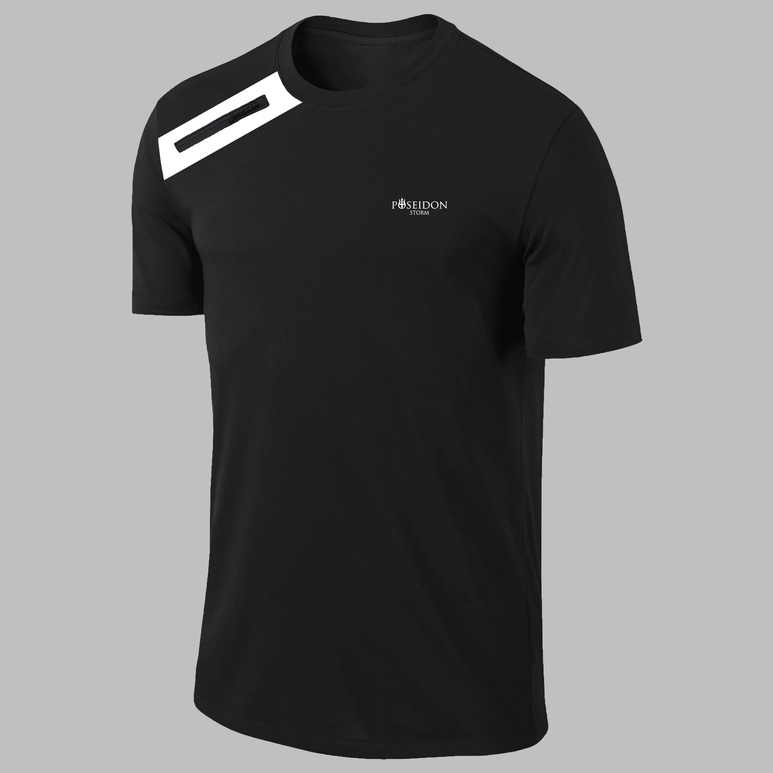 Büyük Beden Erkek Siyah Dri-Fit Kumaş Sıfır Yaka Kısa Kol Konforlu T-shirt (4XL- 10XL)