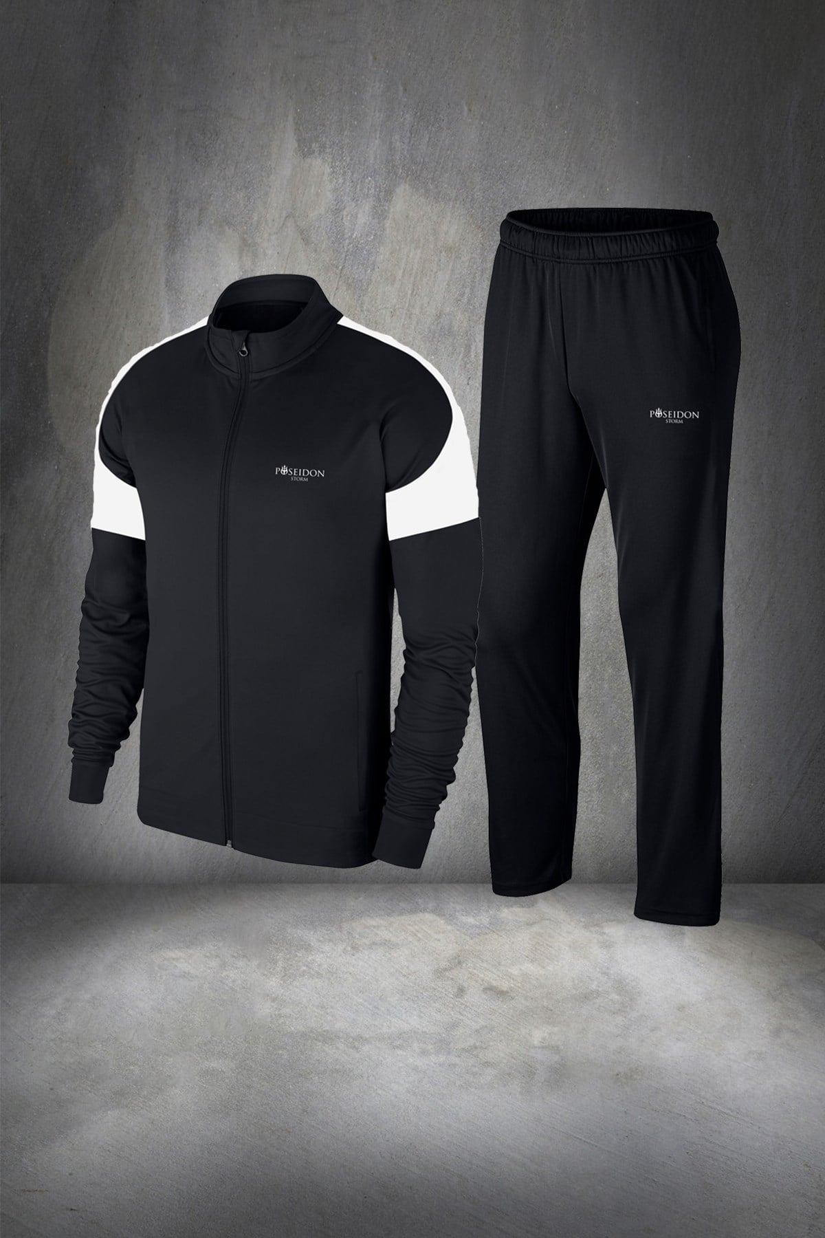Büyük Beden Erkek Siyah Günlük Sporcu Eşofman Takımı 4XL-10XL beyaz rütbe - M9
