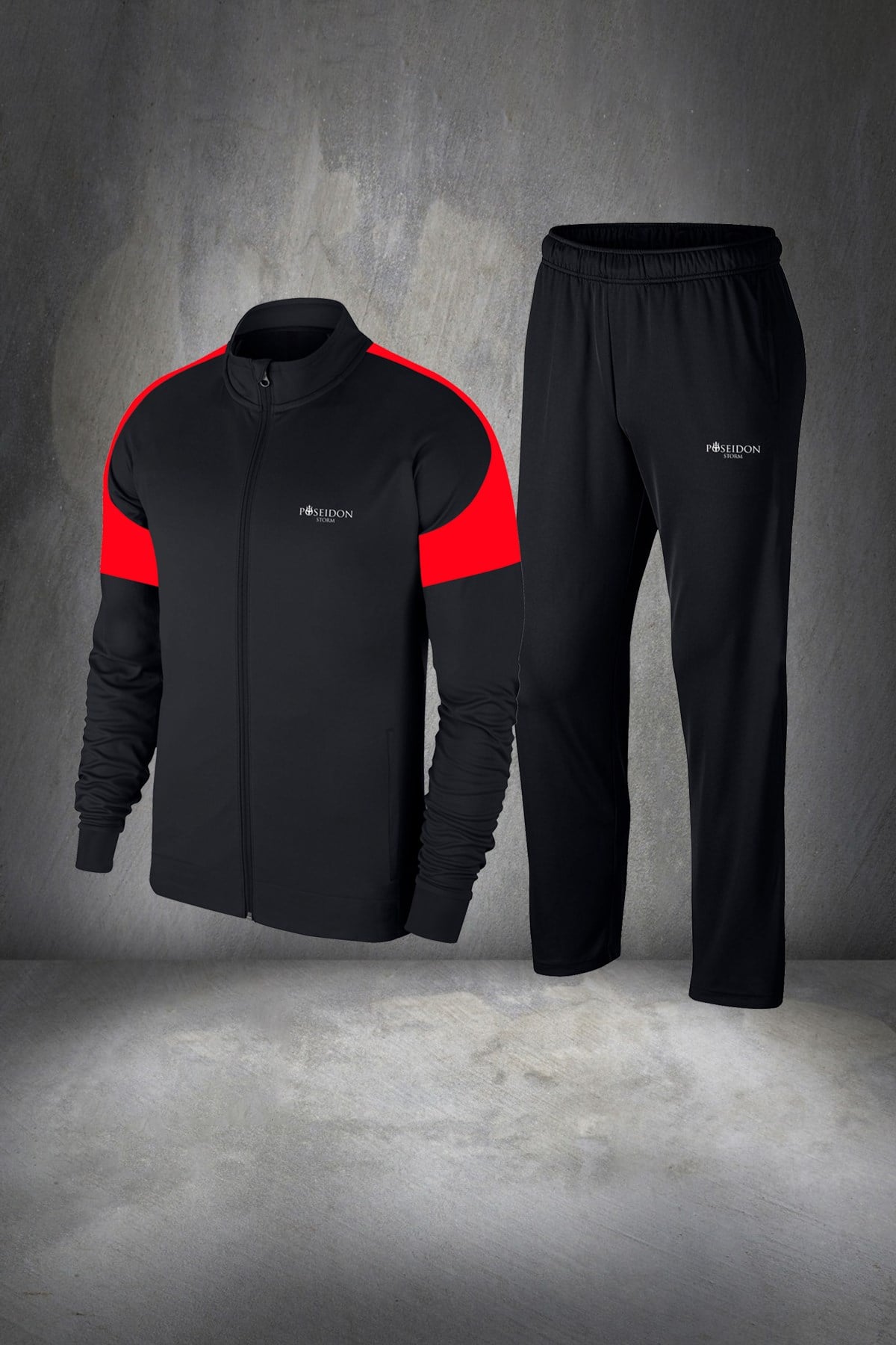 Büyük Beden Erkek Siyah Günlük Sporcu Eşofman Takımı 4XL-10XL kırmızı rütbe - M9