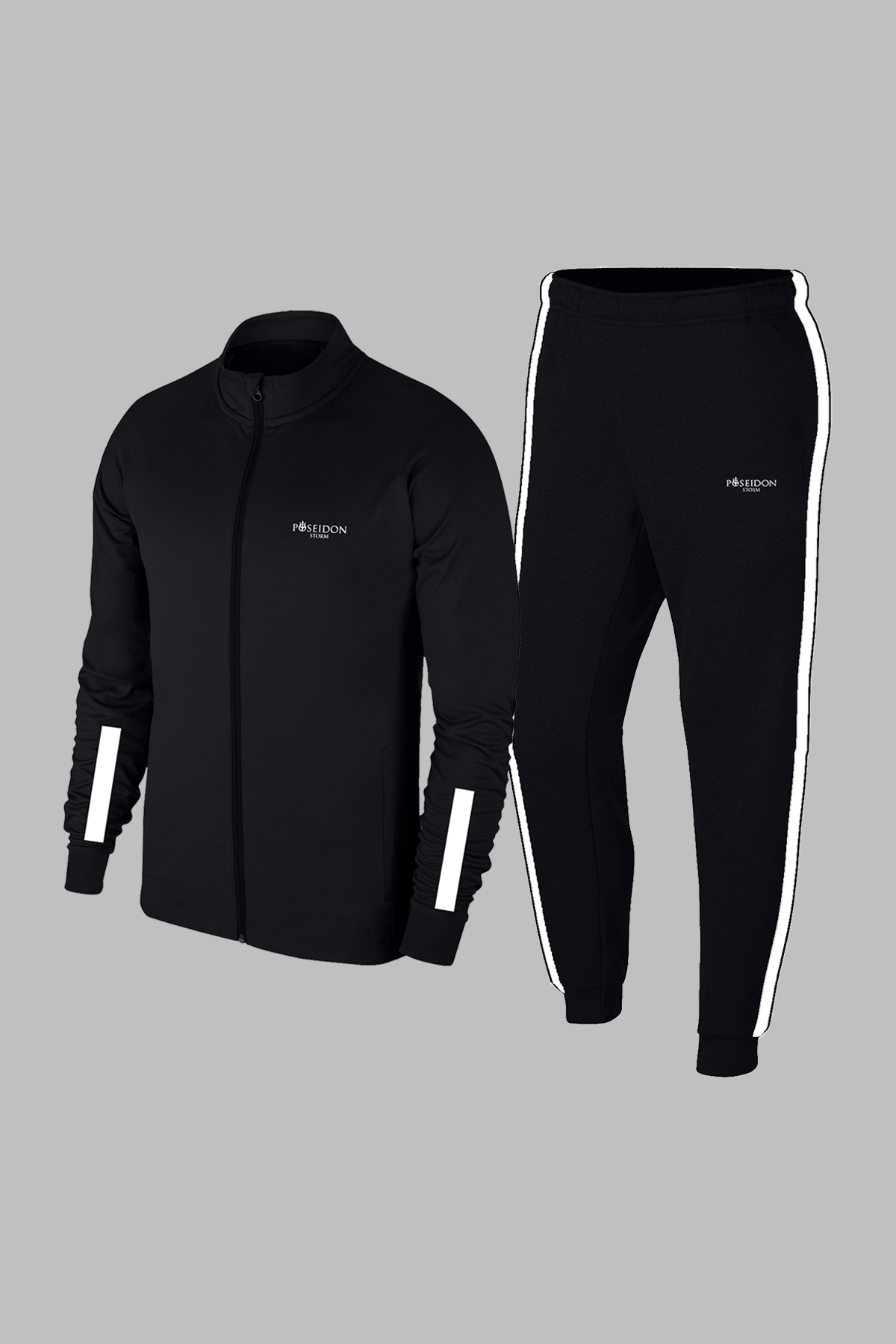 Büyük Beden Erkek Siyah Özel Supra Penye Kumaş Üst ve Eşofman Altı Spor Takım 4XL-10XL