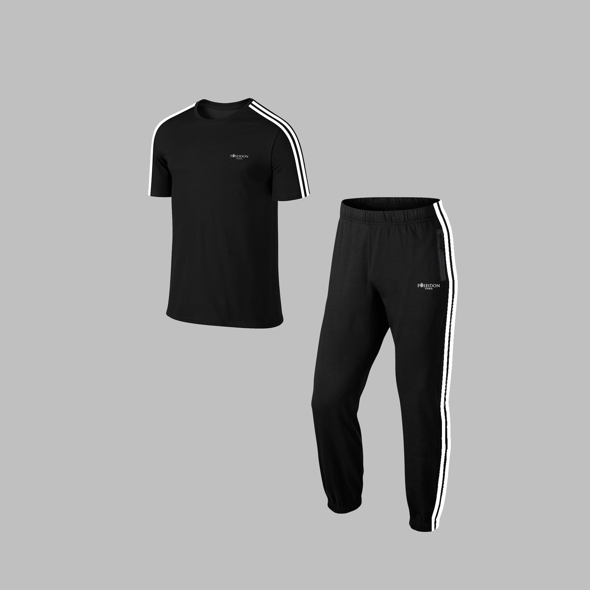 Büyük Beden Erkek Siyah Rahat Supra Penye Kumaş Ön Cepli  Eşofman Takımı 4-10XL