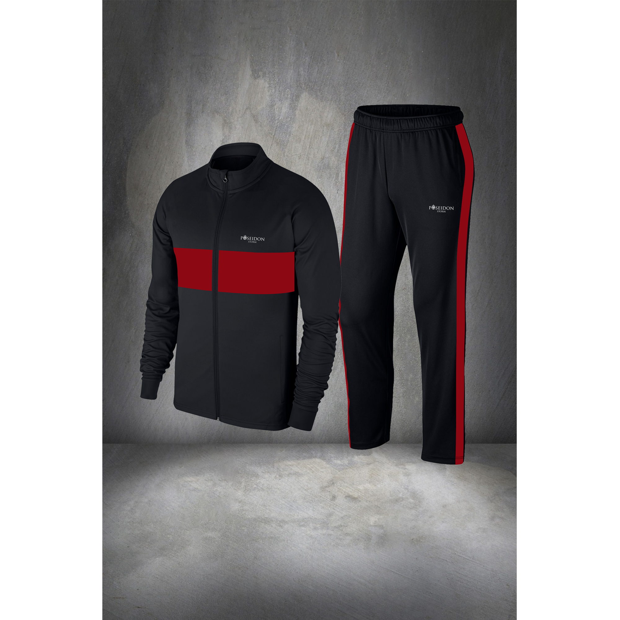 Büyük Beden Erkek Siyah Supra Penye Kumaş Fermuarlı Şık Eşofman Seti  (4XL- 10XL)