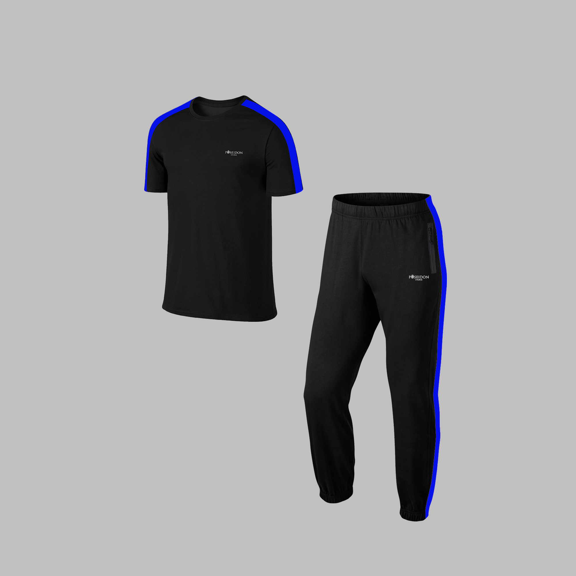 Büyük Beden Erkek Siyah Supra Penye Kumaş Fermuarlı Özel Tasarım Eşofman Takımı (4XL- 10XL)