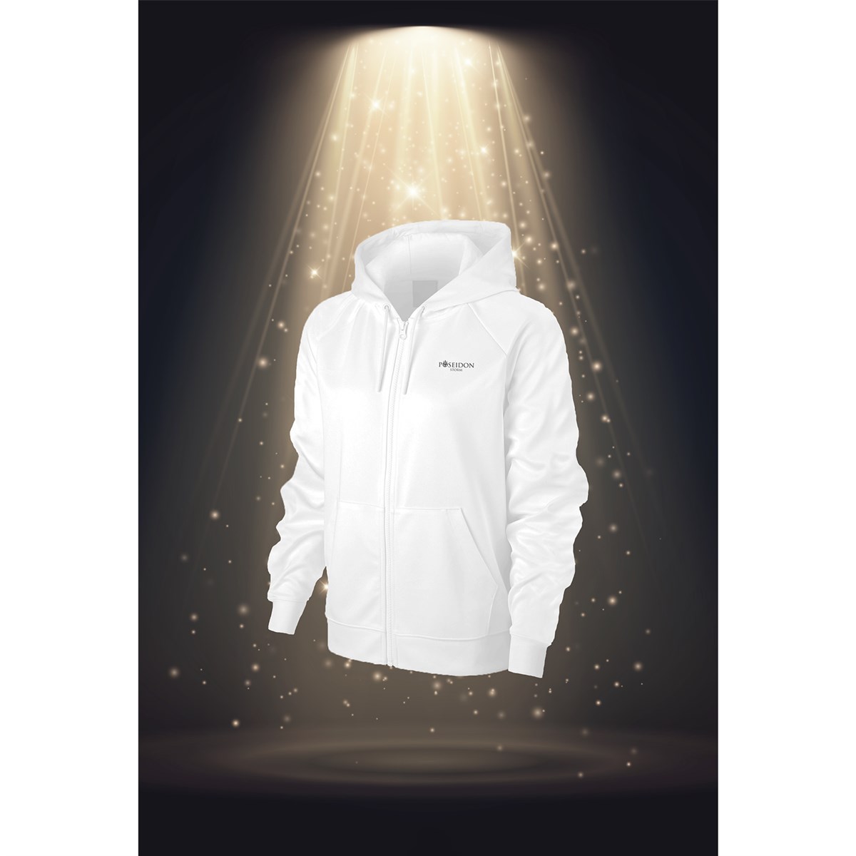 Büyük Beden Kadın Beyaz İnterlok Kumaş Kapüşonlu Fermuarlı Günlük Rahat Sweatshirt 3XL-10X