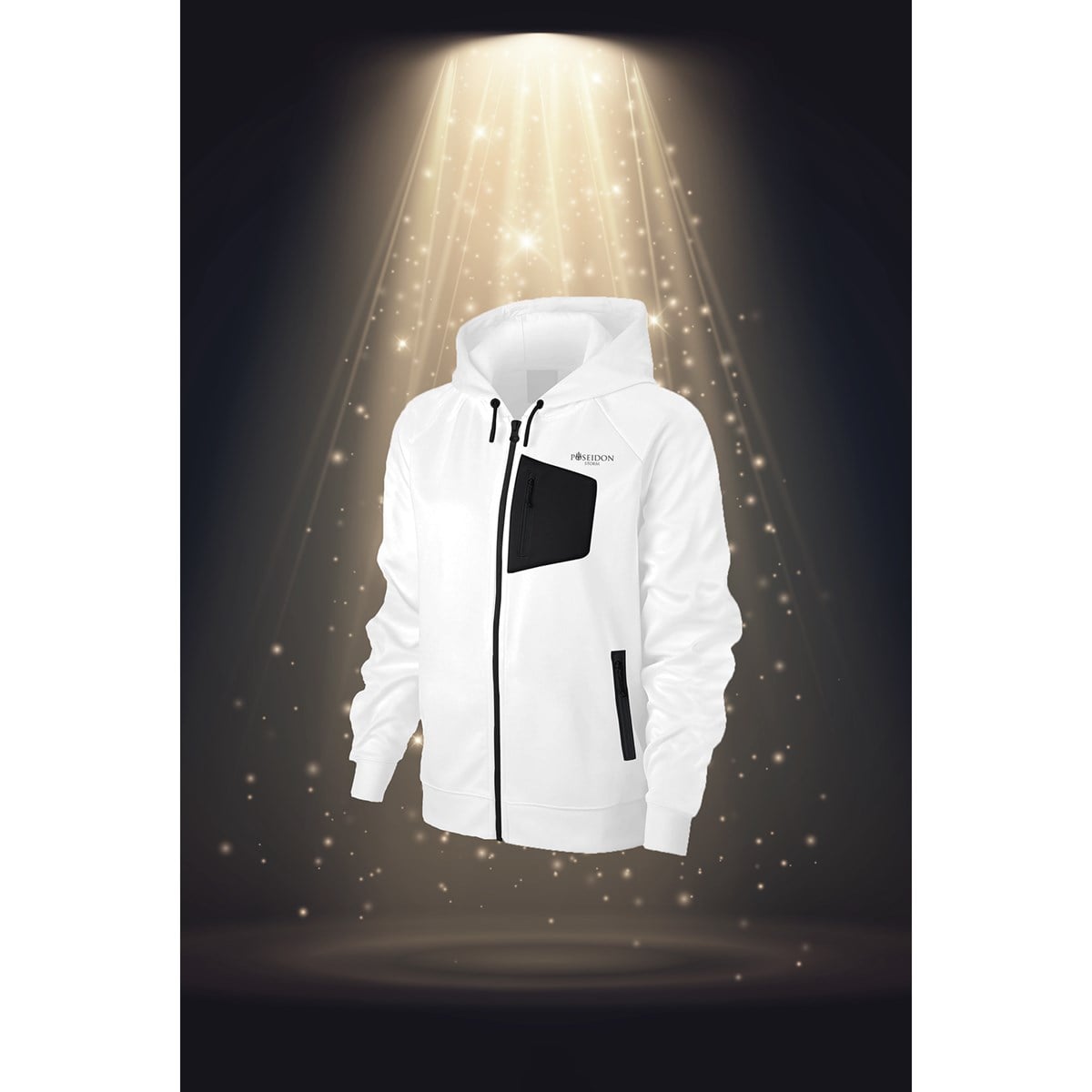 Büyük Beden Kadın Beyaz İnterlok Kumaş Cepli Kapüşonlu Günlük Hoodie Sweatshirt 3XL-10XL