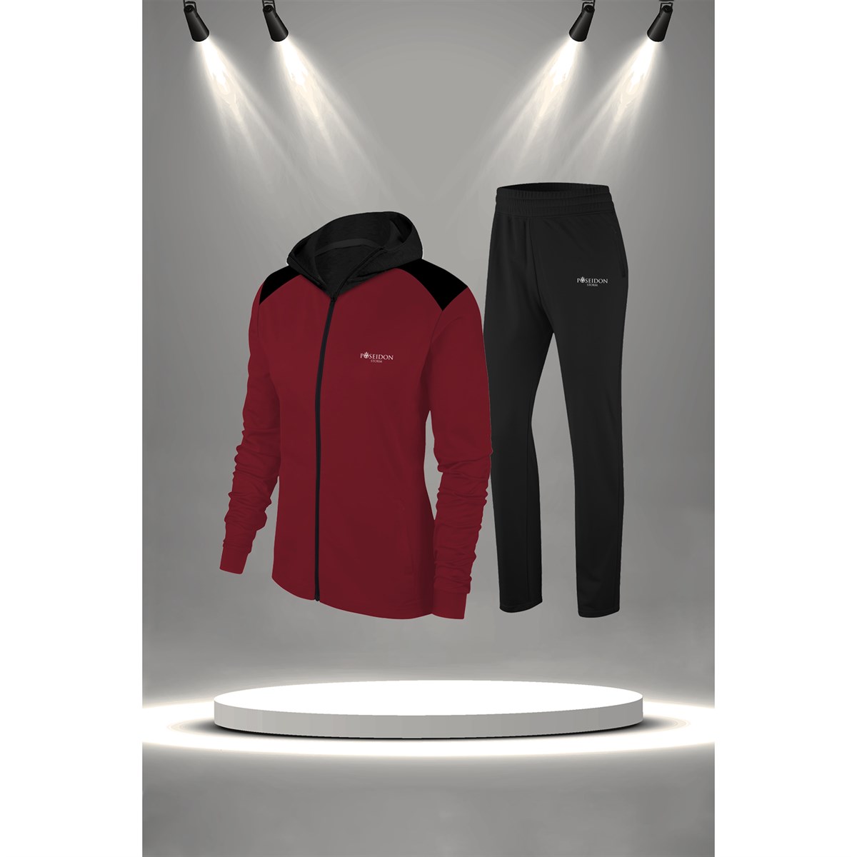 Büyük Beden Kadın Bordo İnterlok Kumaş  Özel Tasarım Eşofman Takımı  4XL-10XL