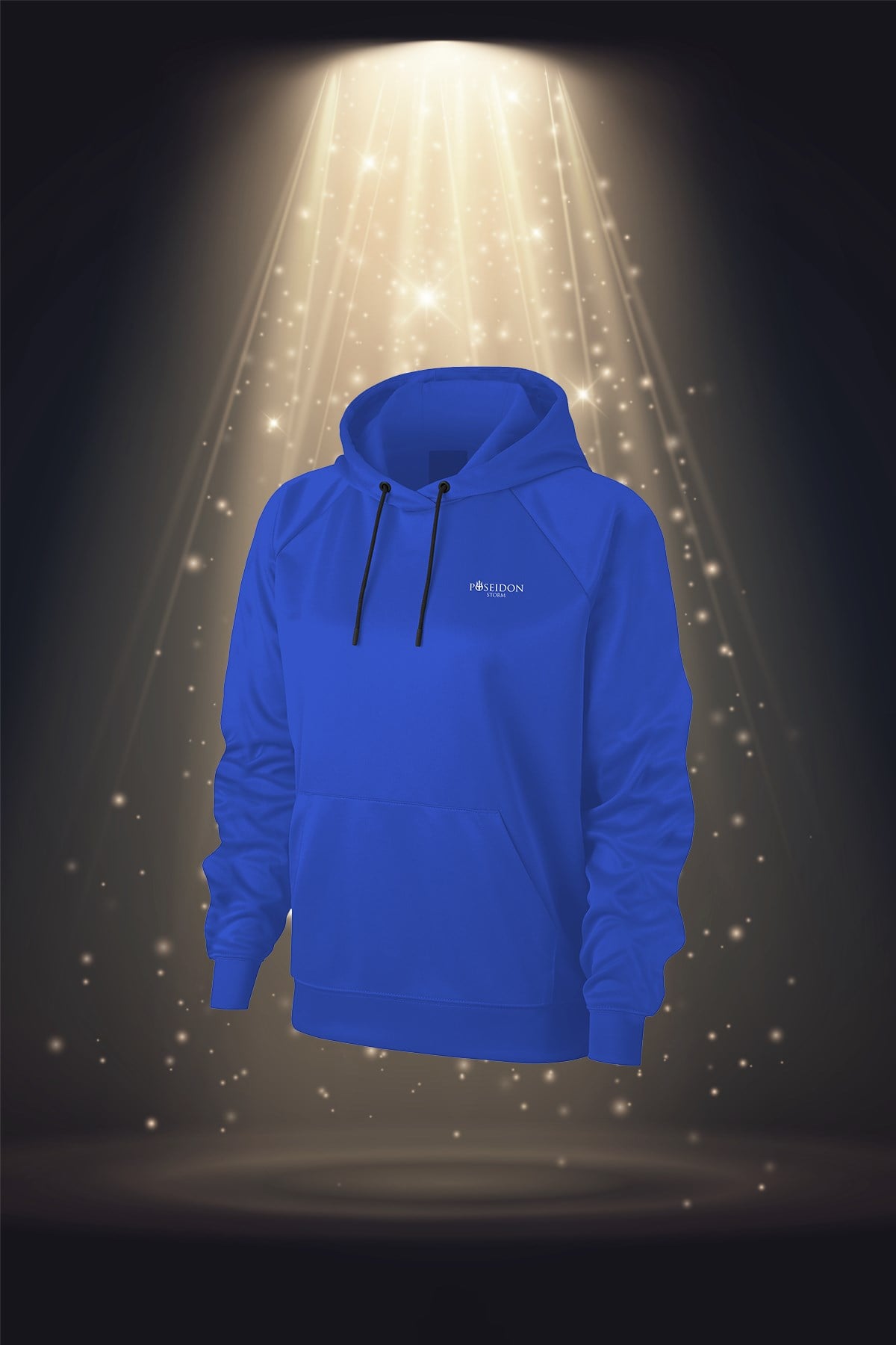 Büyük Beden Kadın Mavi İnterlok Kumaş Uzun Kol Kanguru Cepli Kapüşonlu Yürüyüş Sweatshirt 3XL-10XL