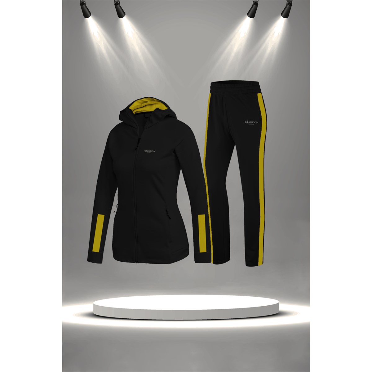 Büyük Beden Kadın Siyah İnterlok Kumaş Günlük Sporcu Yürüyüş Eşofman Takımı Seti  4XL-10XL