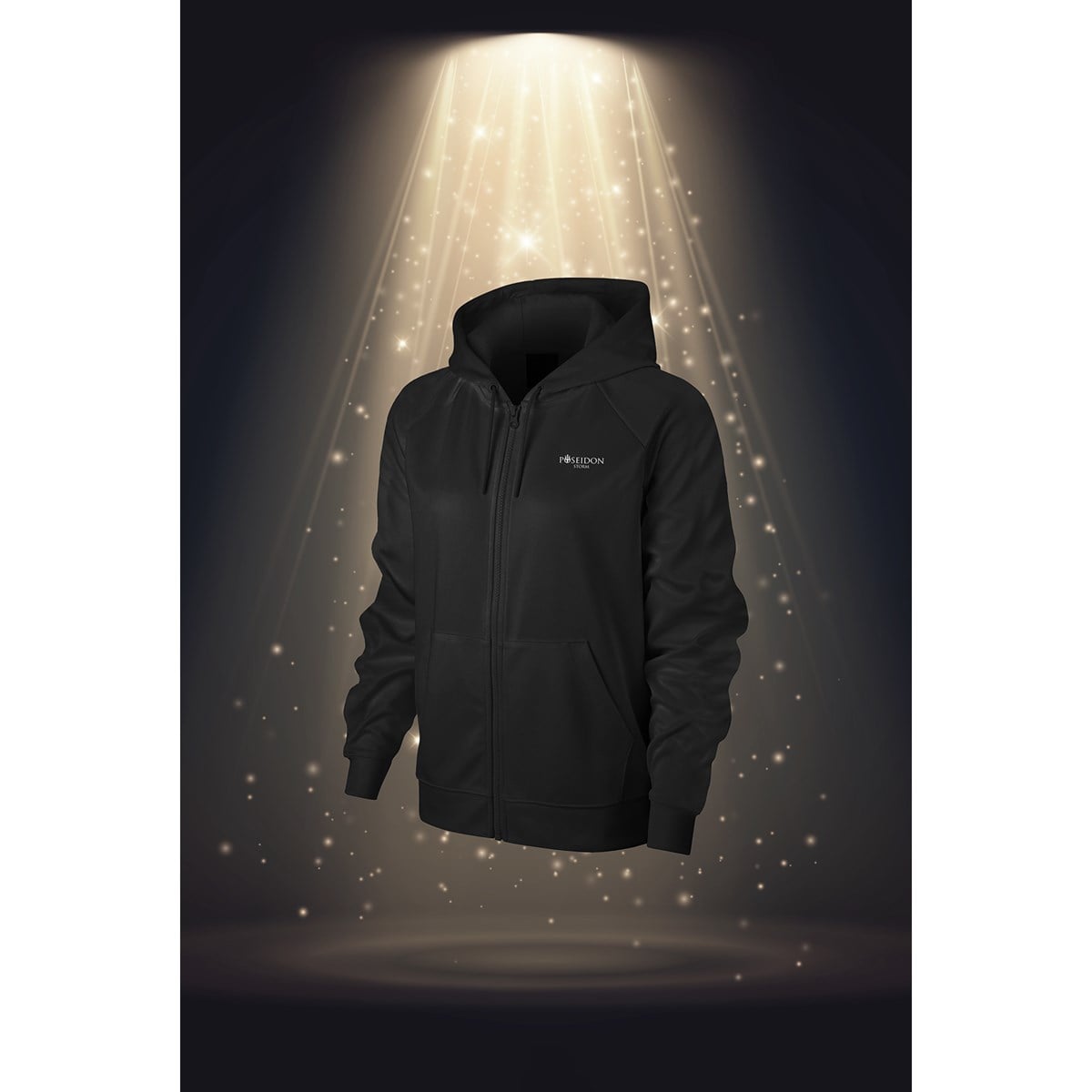Büyük Beden Kadın Siyah İnterlok Kumaş Kapüşonlu Fermuarlı Düz Renk Rahat Sweatshirt 3XL-10X 