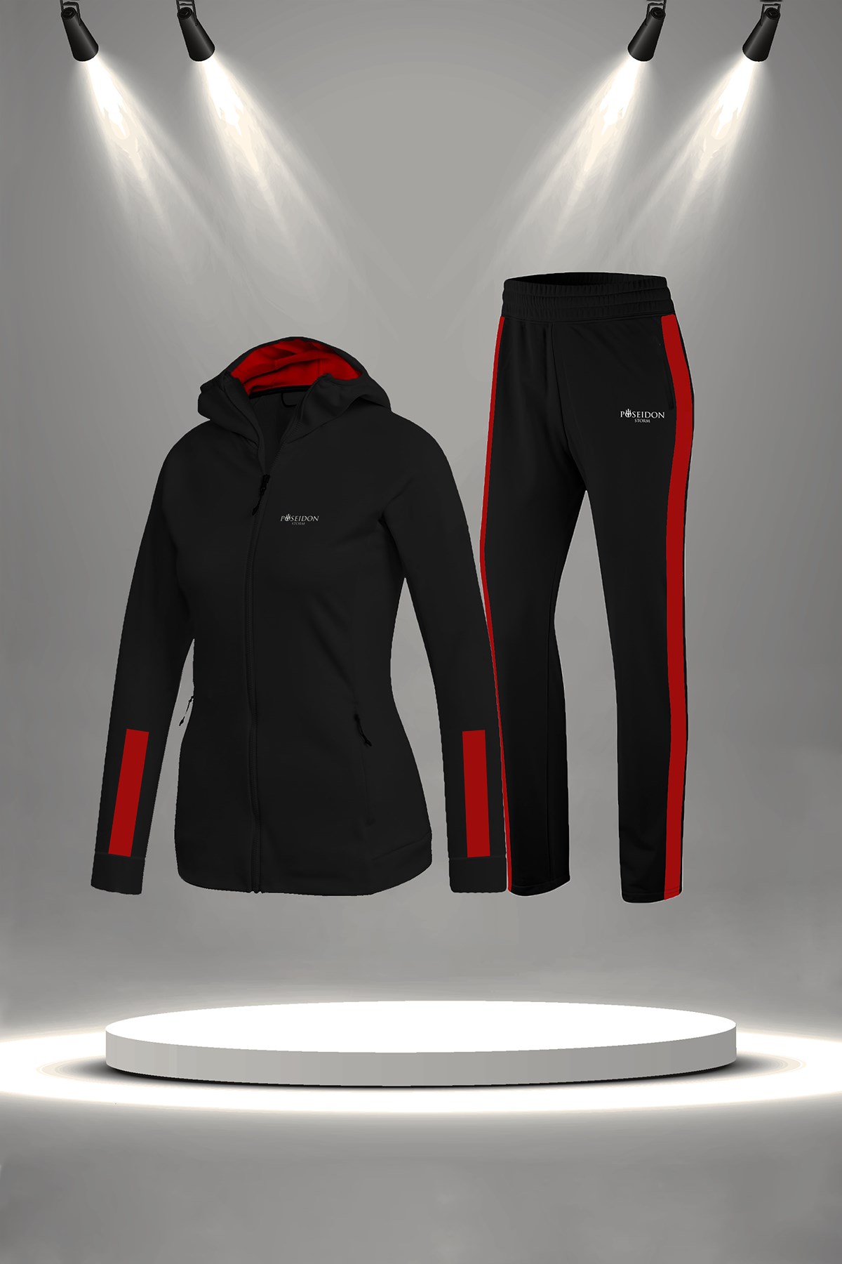 Büyük Beden Kadın Siyah İnterlok Kumaş Her Mevsim Yürüyüş Koşu Eşofman Seti 4XL-10XL