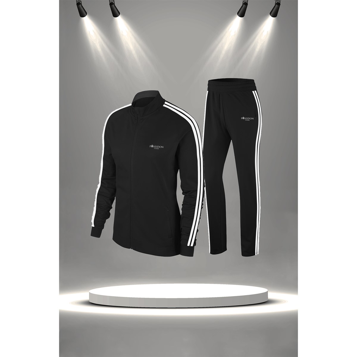 Büyük Beden Kadın Siyah İnterlok Kumaş Rahat Konforlu Kesim Eşofman Takımı 4XL-10XL