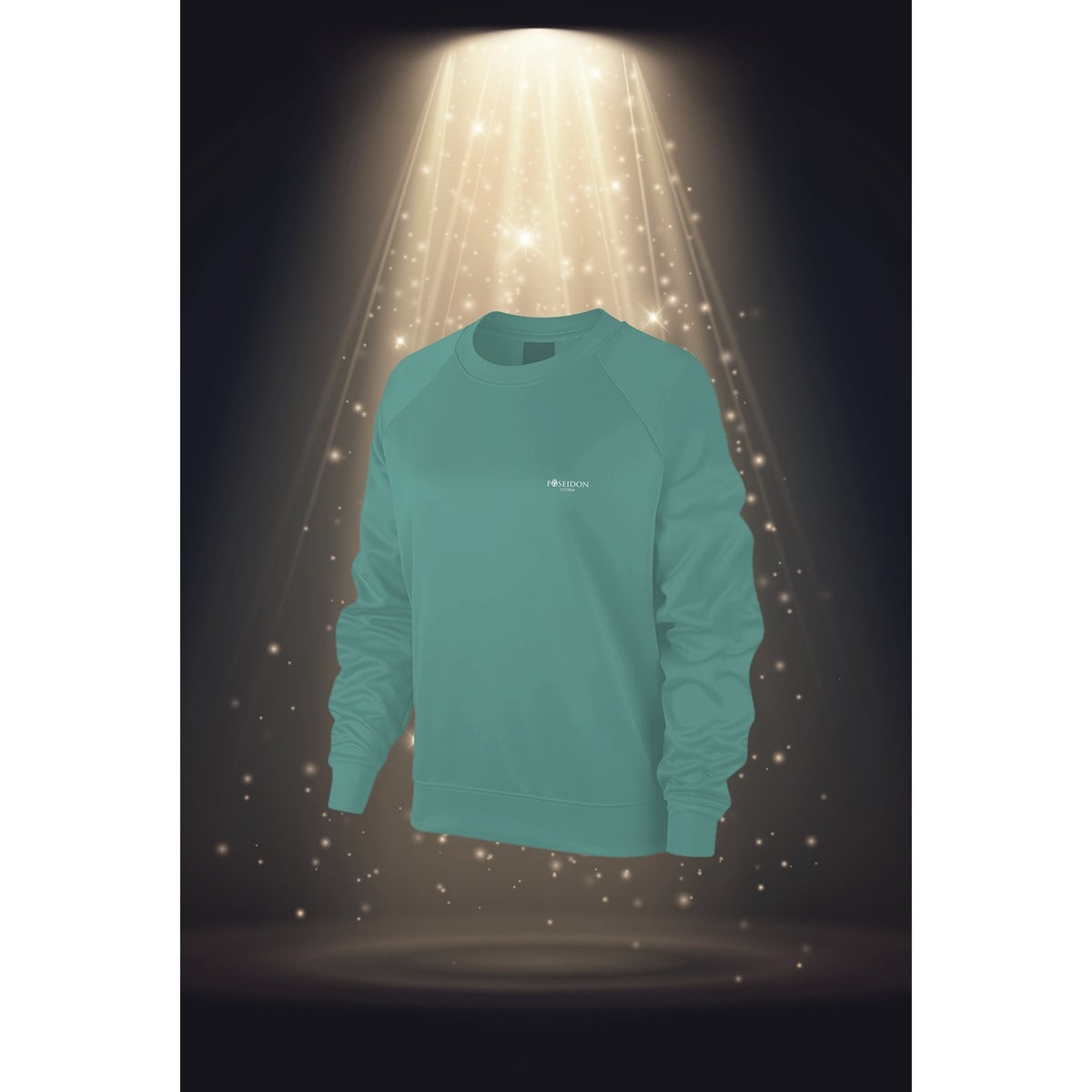 Büyük Beden Kadın Su Yeşili İnterlok Kumaş Rahat Günlük Bisiklet Yaka Sweatshirt 3XL-10XL