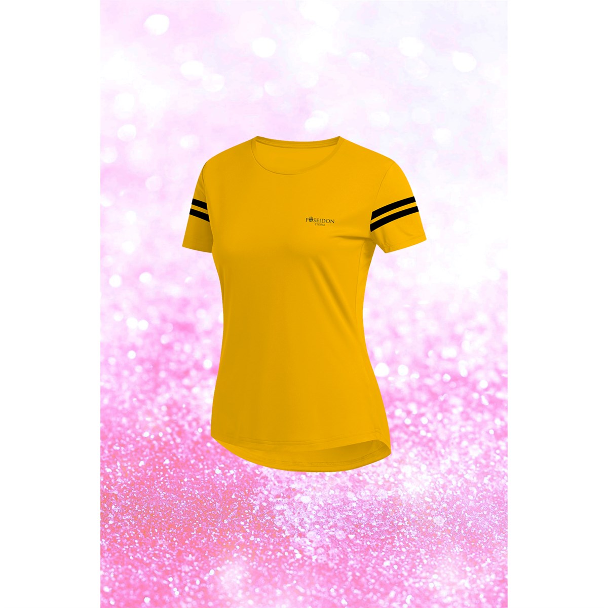 Büyük BedenKadın Sarı Dri-Fit Kumaş Baskısız Yuvarlak Yaka Kısa Kol Tişört   (4XL-10XL)