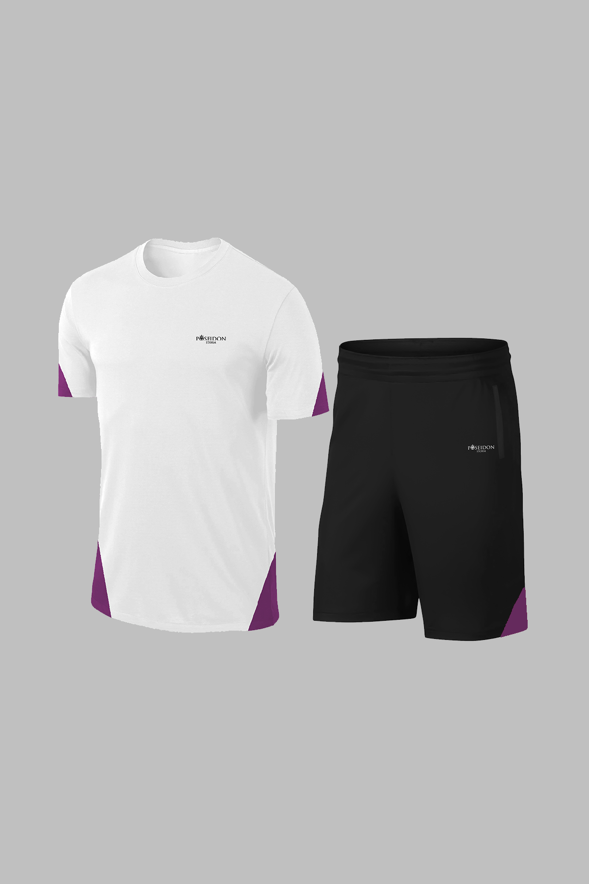 Erkek Beyaz Dri-Fit Kumaş Baskısız Bisiklet Yaka Kısa Kol Konforlu Alt Üst Takım Şort Tişört Seti (S-3XL)