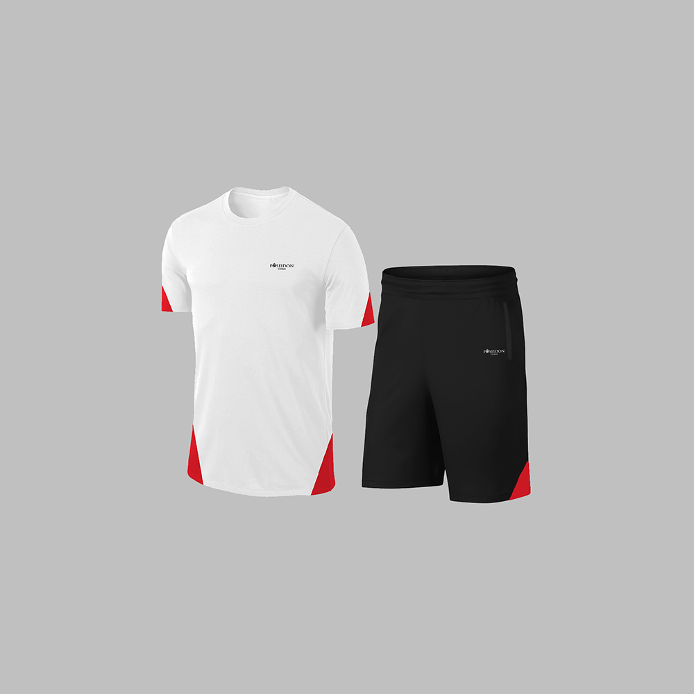 Erkek Beyaz Dri-Fit Kumaş Baskısız Konforlu Tişört Şort Alt Üst İkili Takım Seti S-3XL
