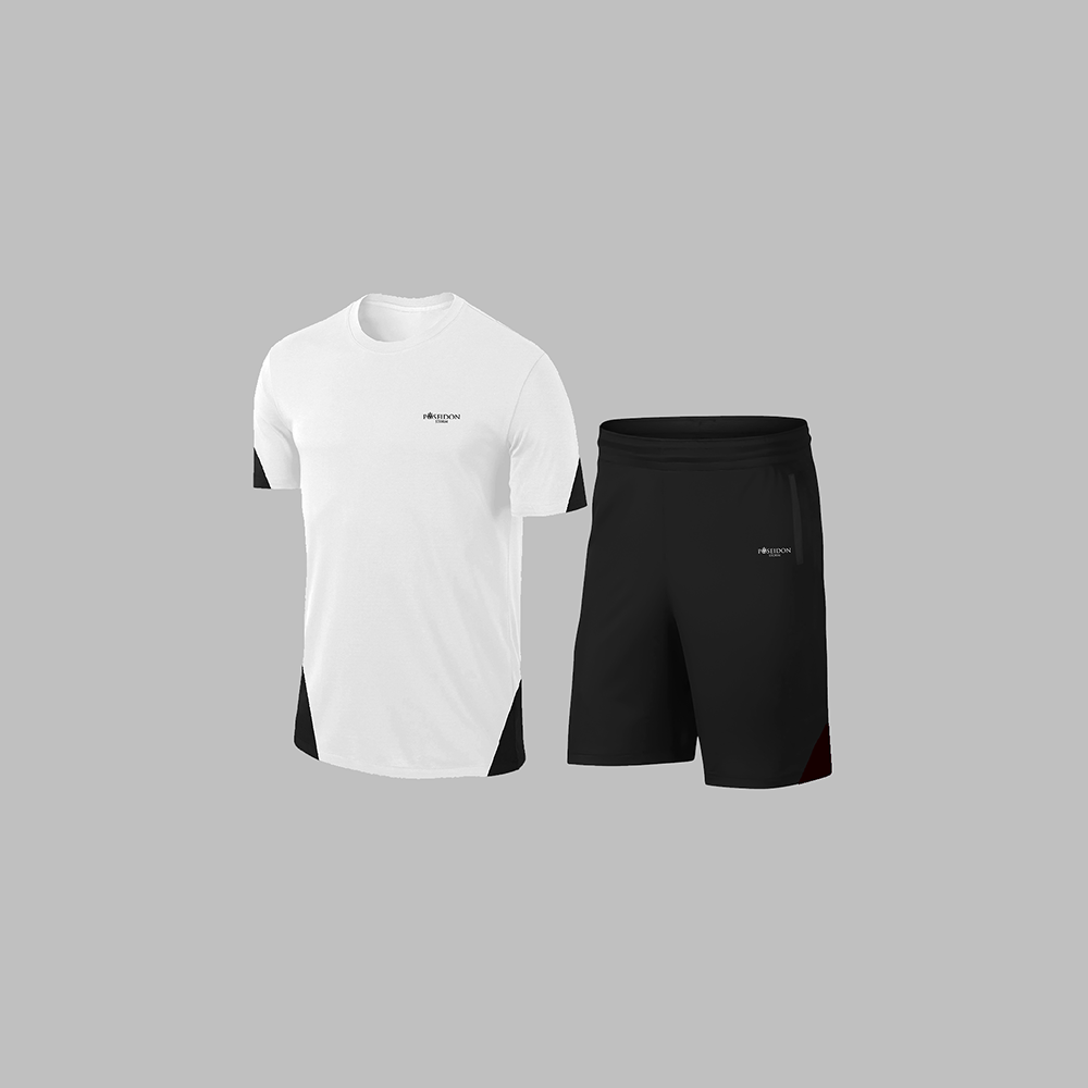 Erkek Beyaz Dri-Fit Kumaş Baskısız Yuvarlak Yaka Kısa Kol Tişört Şort Alt Üst Spor Takım S-3XL