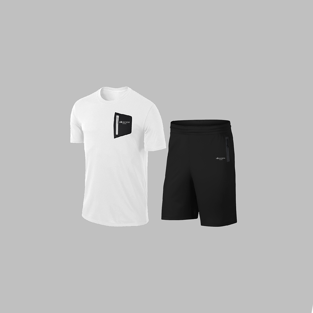 Erkek Beyaz Dri-Fit Kumaş Baskısız Yuvarlak Yaka Kısa Kol Tişört Şort Alt Üst Takımı S-3XL