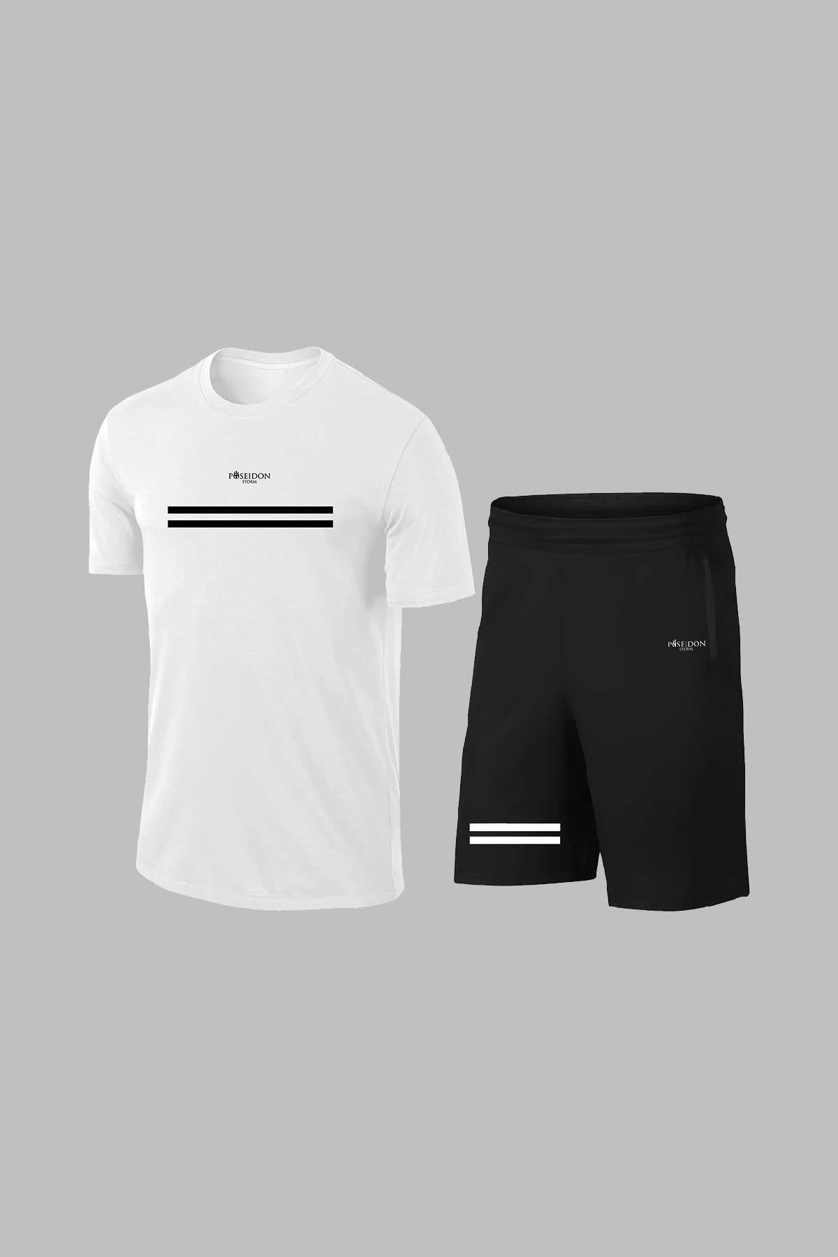 Erkek Beyaz Dri-Fit Kumaş Baskısız Yuvarlak Yaka Kısa Kol Tişört Şort Alt Üst Takım (S-3XL)