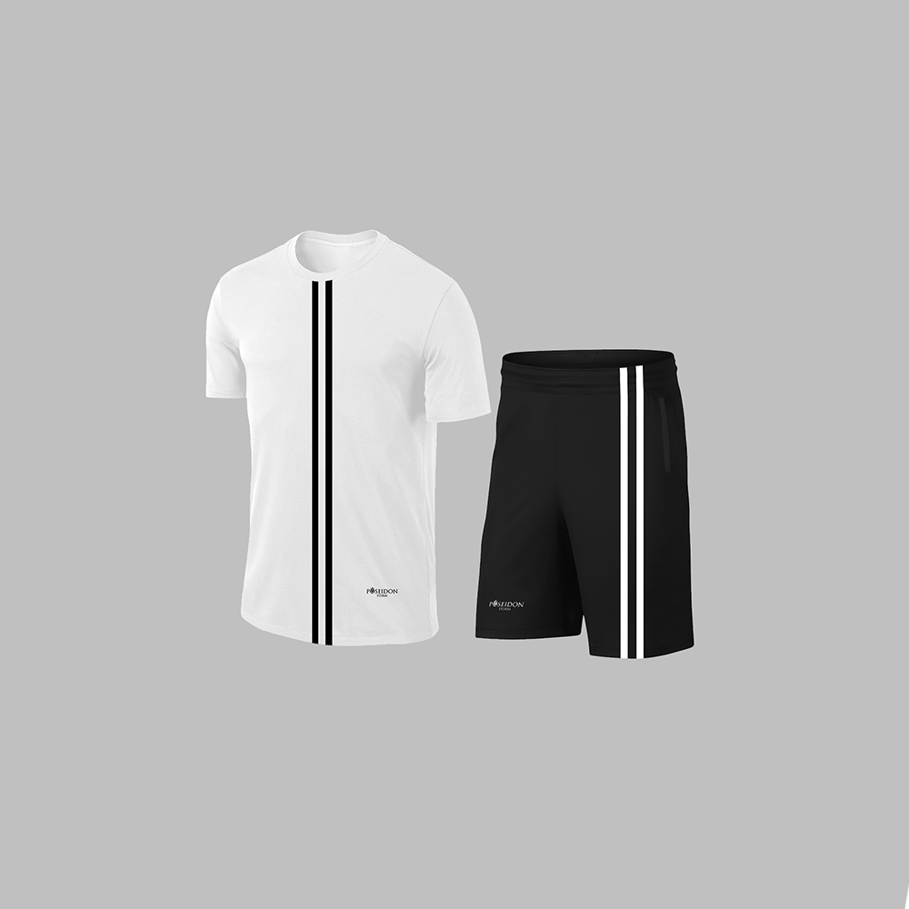 Erkek Beyaz Dri-Fit Kumaş Rahat Konforlu Kesim Yuvarlak Yaka Kısa Kol Tişört Şort Spor Seti S-3XL