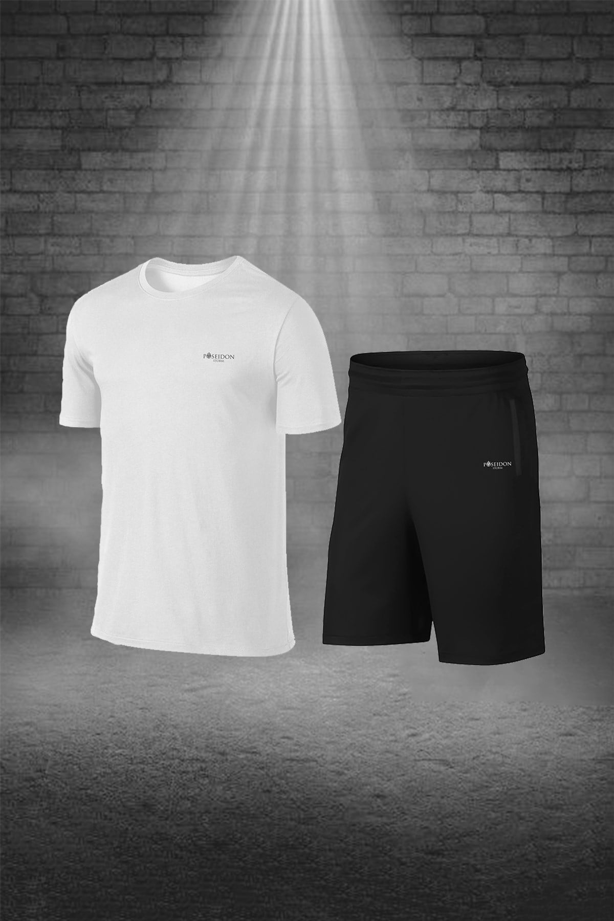 Erkek Beyaz Dri-Fit Kumaş Rahat Konforlu Kesim Yuvarlak Yaka Kısa Kol Tişört Şort Spor Seti S-3XL
