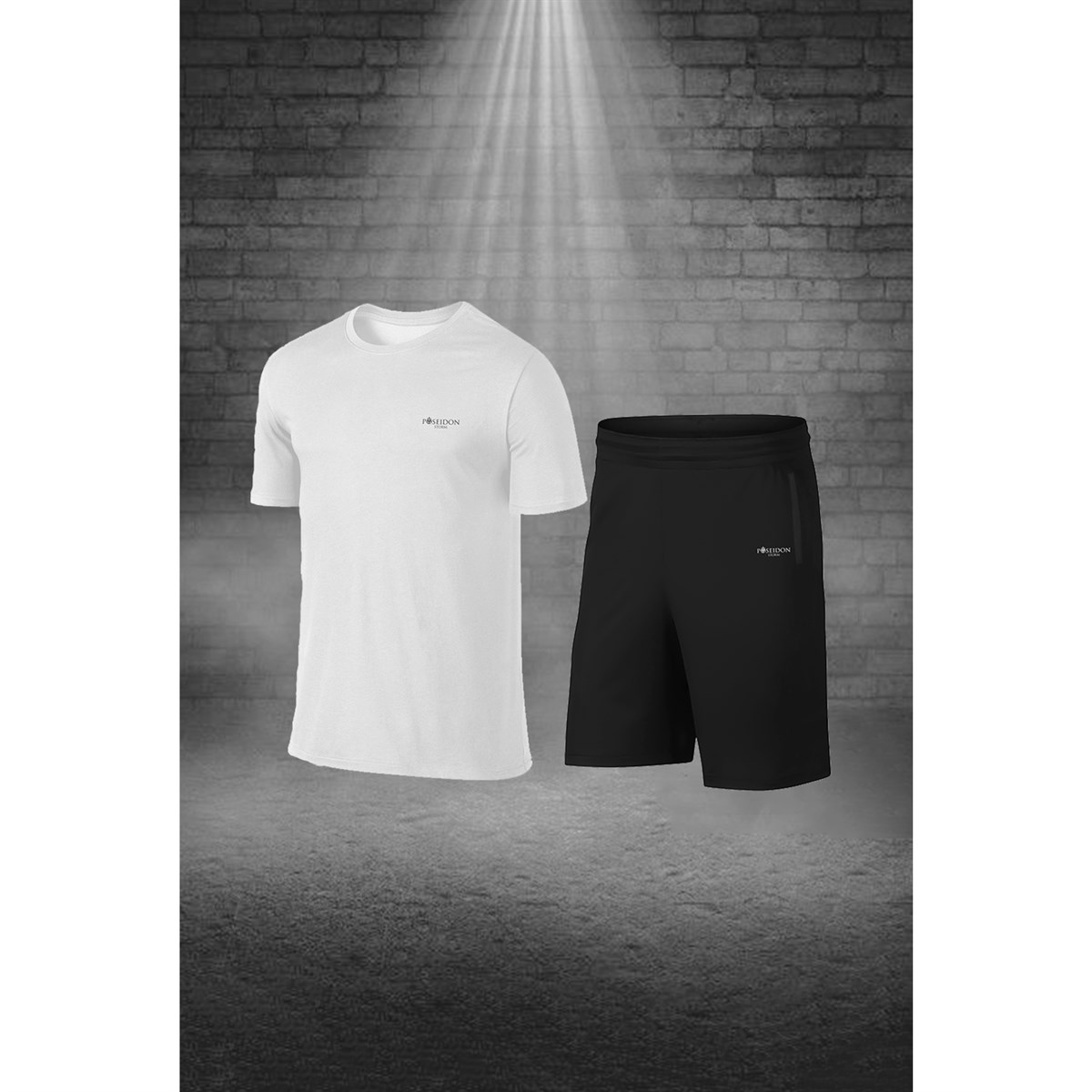 Erkek Beyaz Dri-Fit Kumaş Rahat Konforlu Kesim Yuvarlak Yaka Kısa Kol Tişört Şort Spor Seti S-3XL