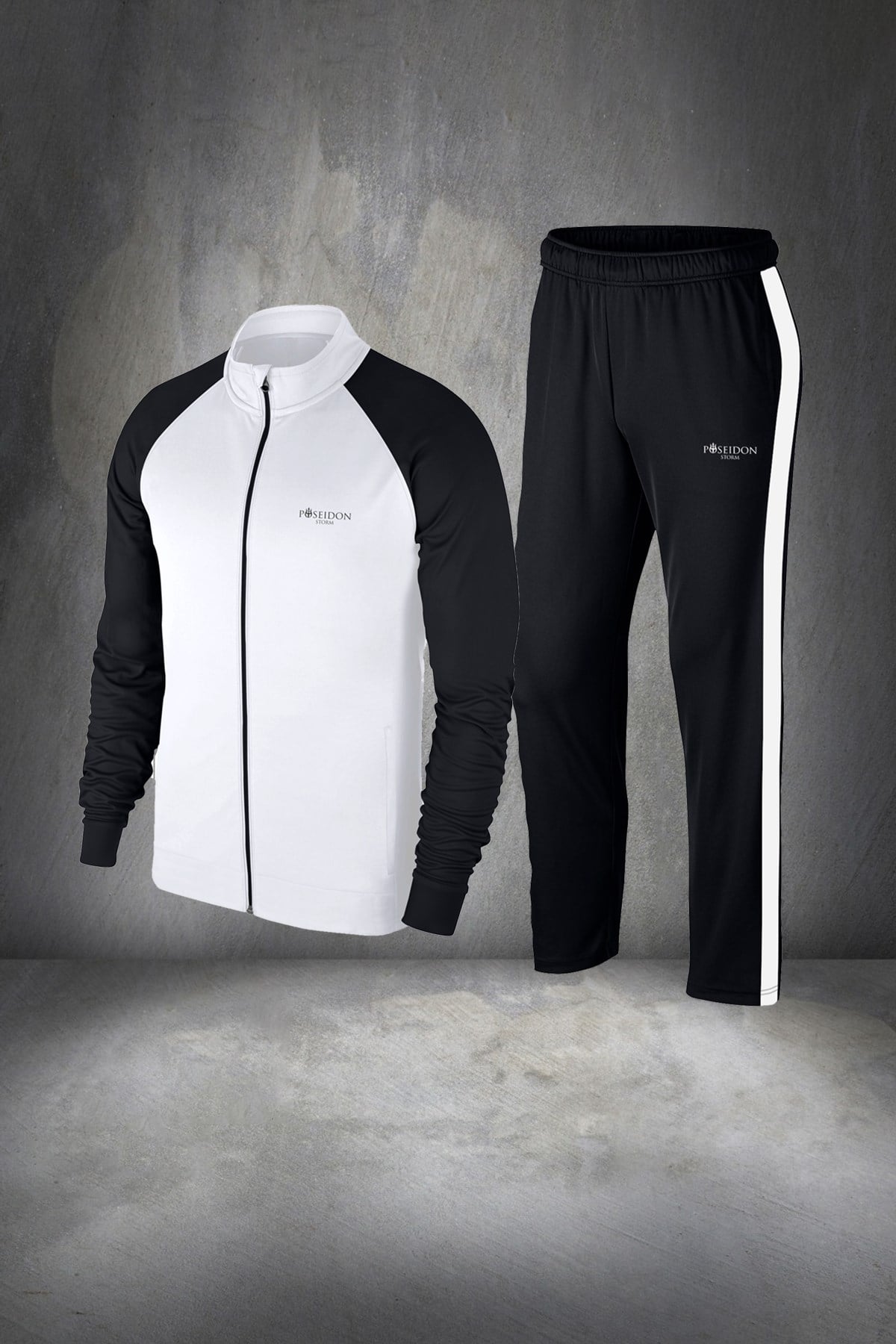 Erkek Beyaz Günlük Sporcu Eşofman Takımı S-3XL - kolları farklı - M11