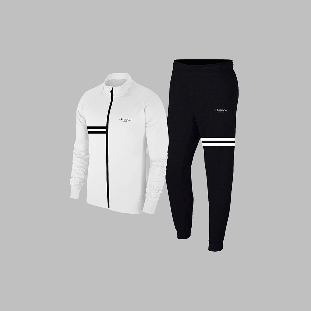 Erkek Beyaz Supra Penye Kumaş Rahat Kapüşonlu  Eşofman Takımı (S-3XL)