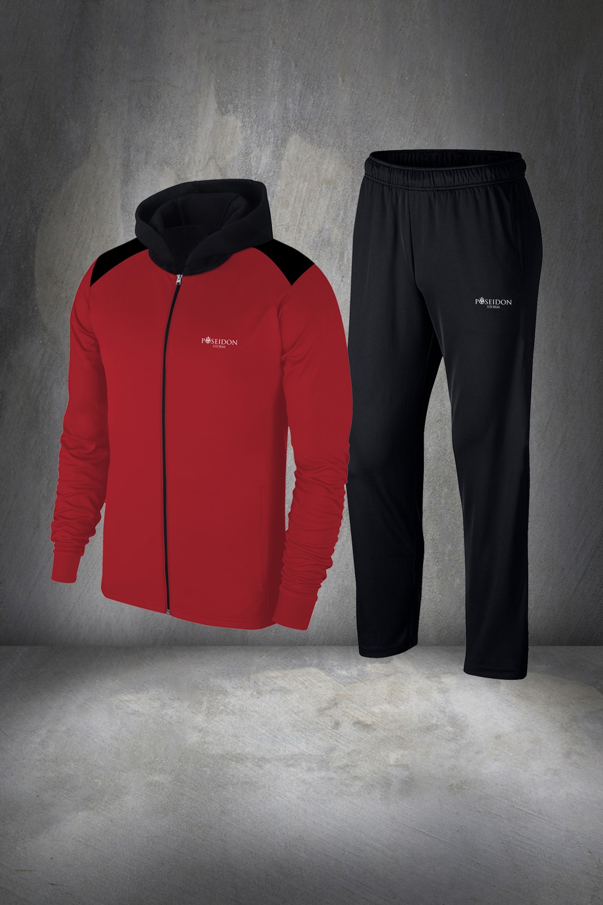 Erkek Bordo Günlük Sporcu Eşofman Takımı S-3XL siyah kapüşon - M7