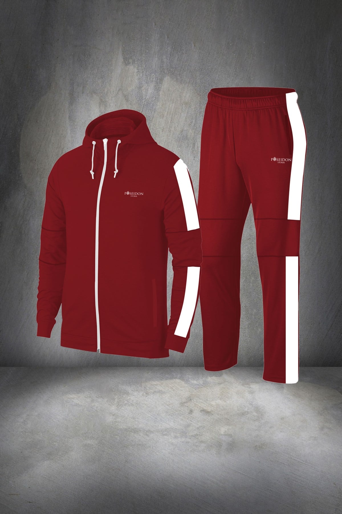 Erkek Bordo Günlük Sporcu Eşofman Takımı S-3XL - parçalı tek bant - M15