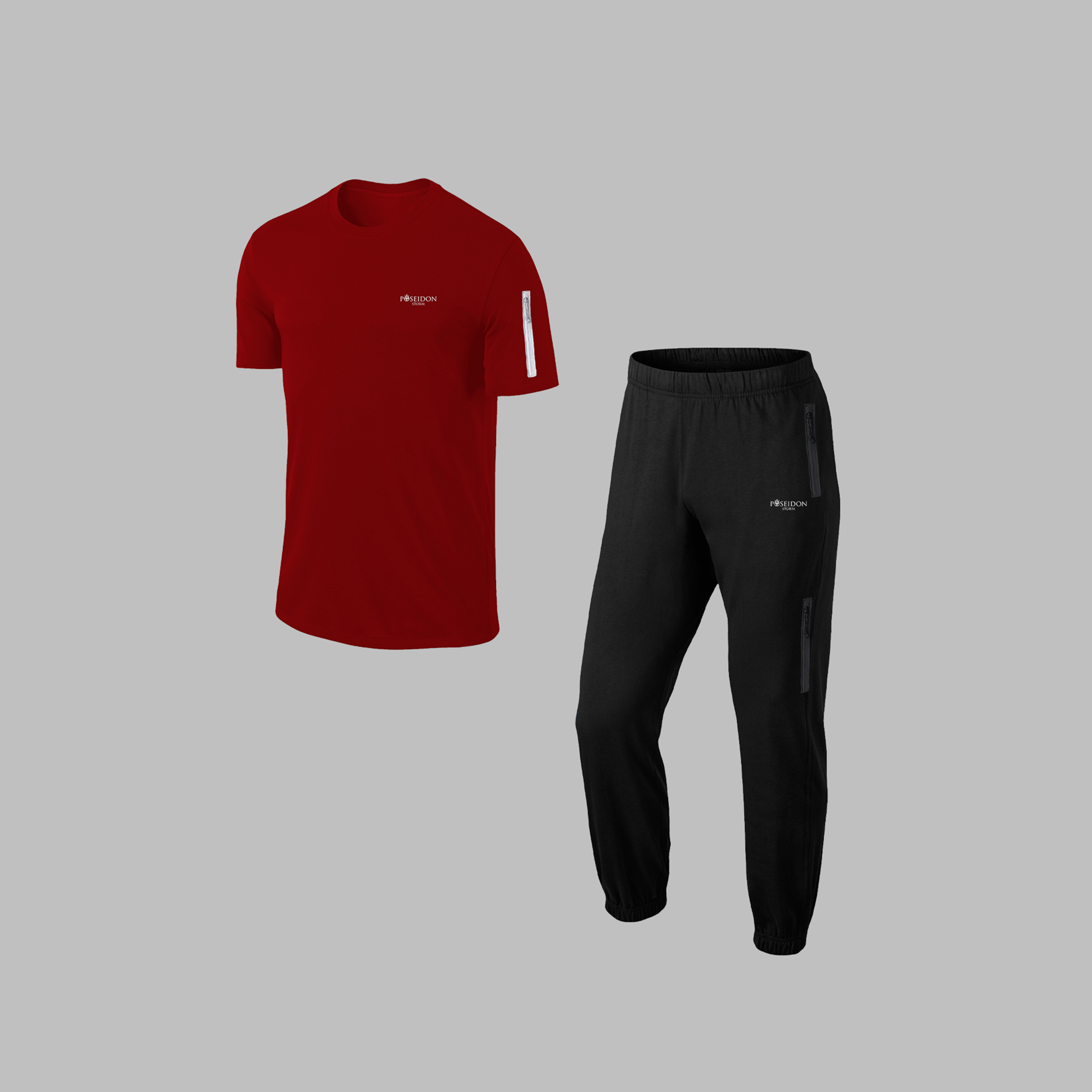 Erkek Bordo Supra Penye Kumaş Fermuarlı Kapüşonlu Koşu Seti (S-3XL)