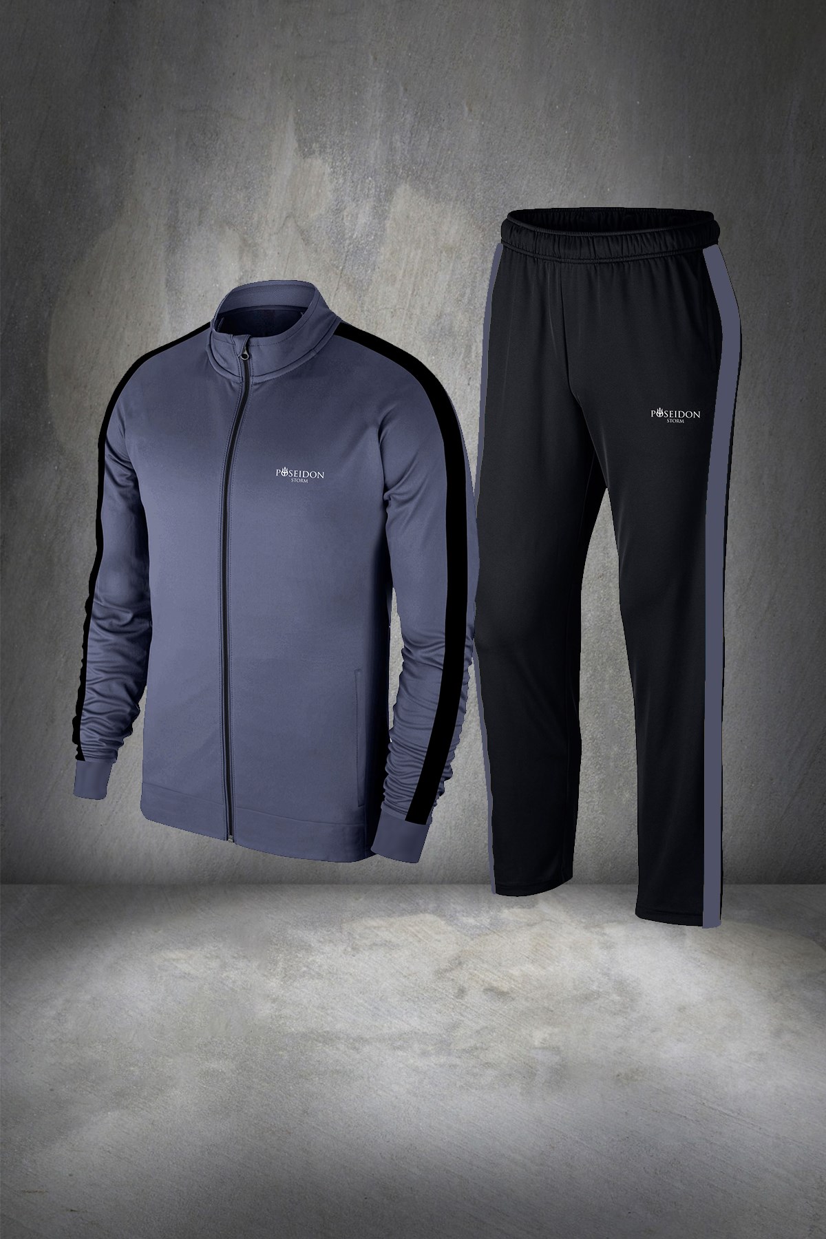 Erkek Füme Günlük Sporcu Eşofman Takımı S-3XL tek bant şerit - M1