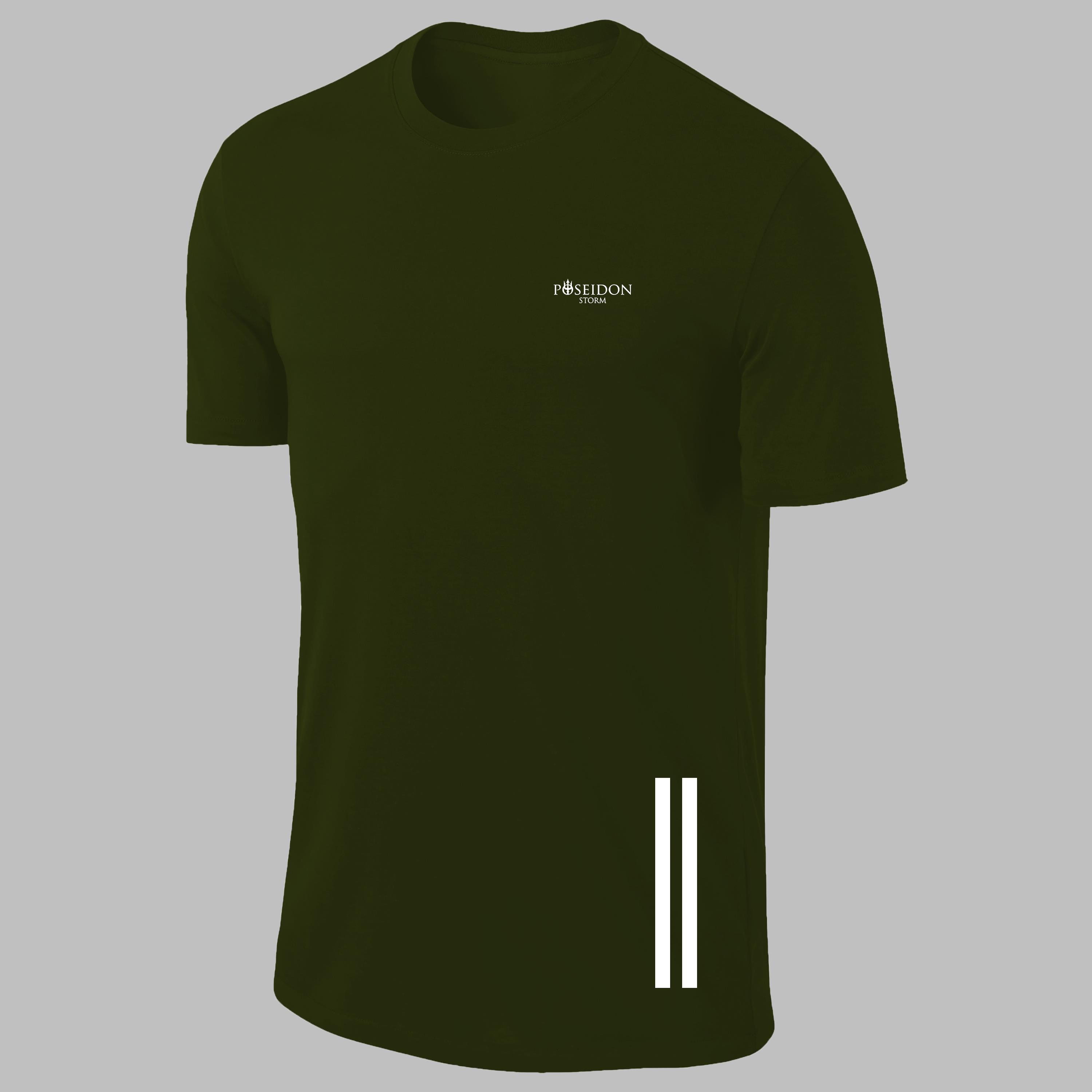 Erkek Haki  Dri-Fit Kumaş Spor için Konforlu  Bisiklet Yaka Tshirt  S-3XL