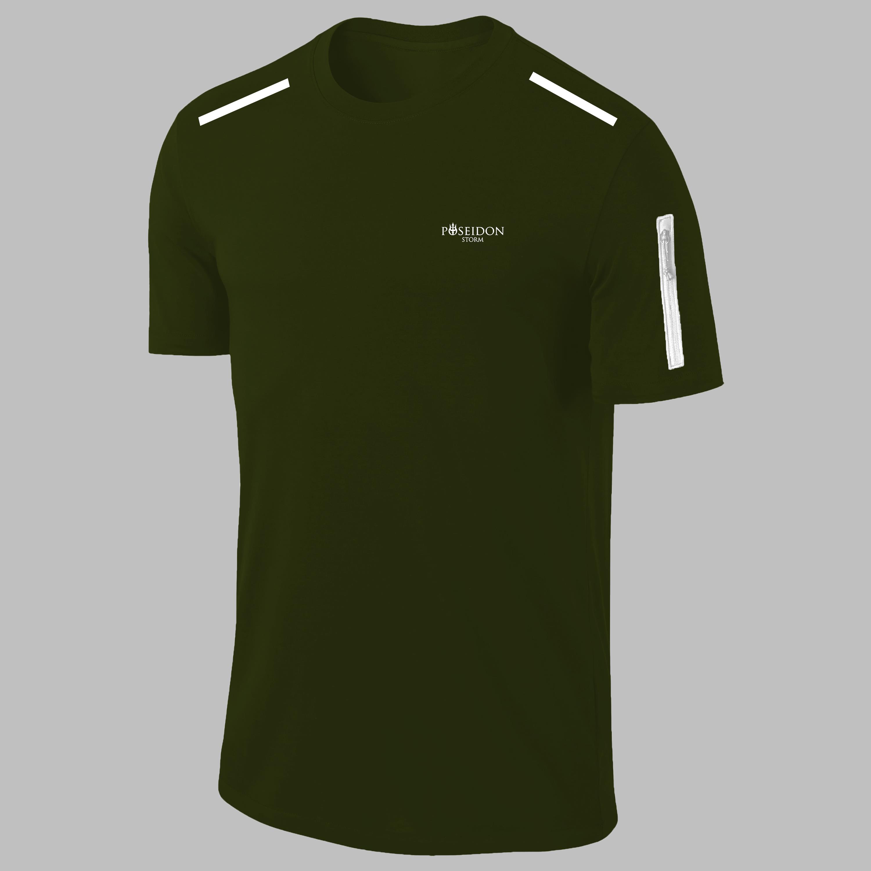 Erkek Haki  Dri-Fit Kumaş Spor için Konforlu  Bisiklet Yaka Tshirt  S-3XL