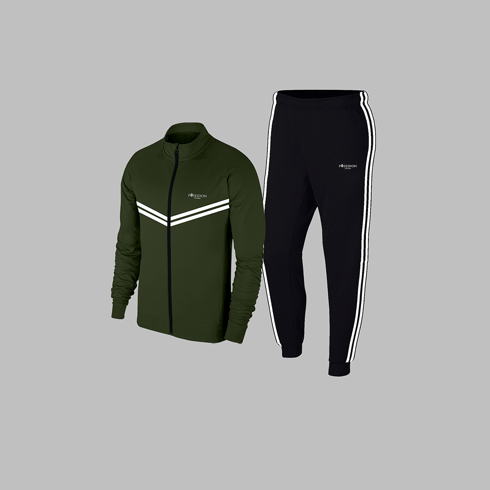 Erkek Haki Supra Penye Kumaş Rahat Yürüyüş Takımı (S-3XL)