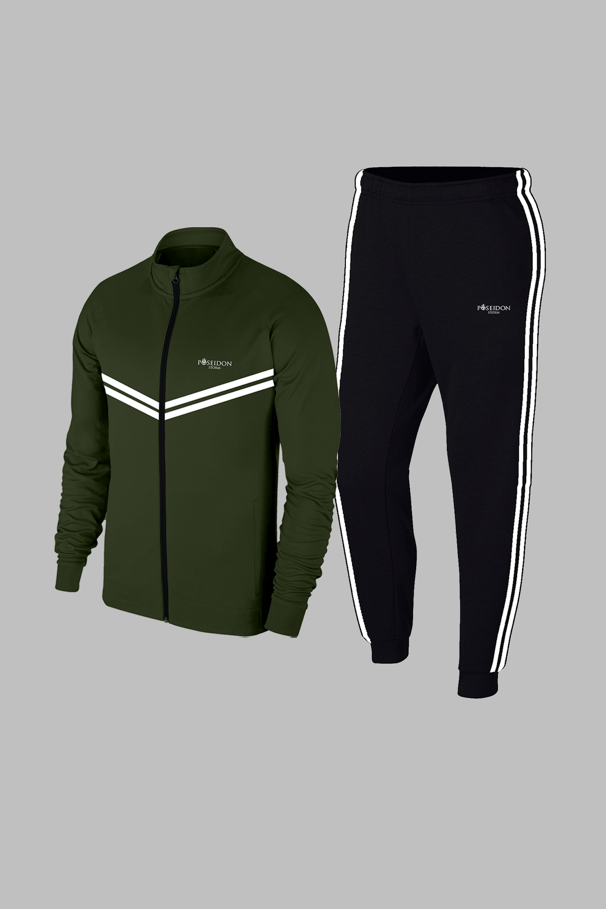 Erkek Haki Yeni Supra Penye Kumaş Cepli Rahat Koşu ve Yürüyüş için Spor Seti S-3XL