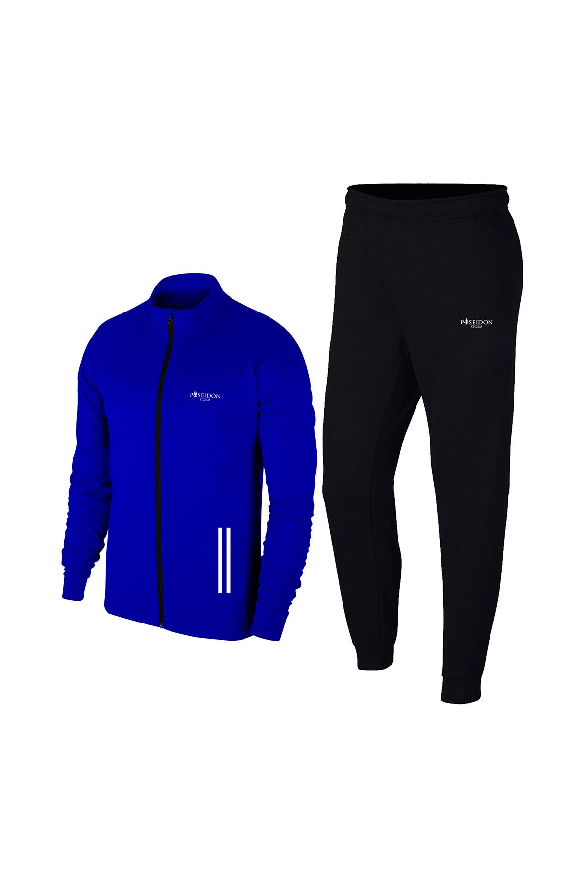 Erkek Mavi İnterlok Kumaş Deluxe Eşofman Takımı M4